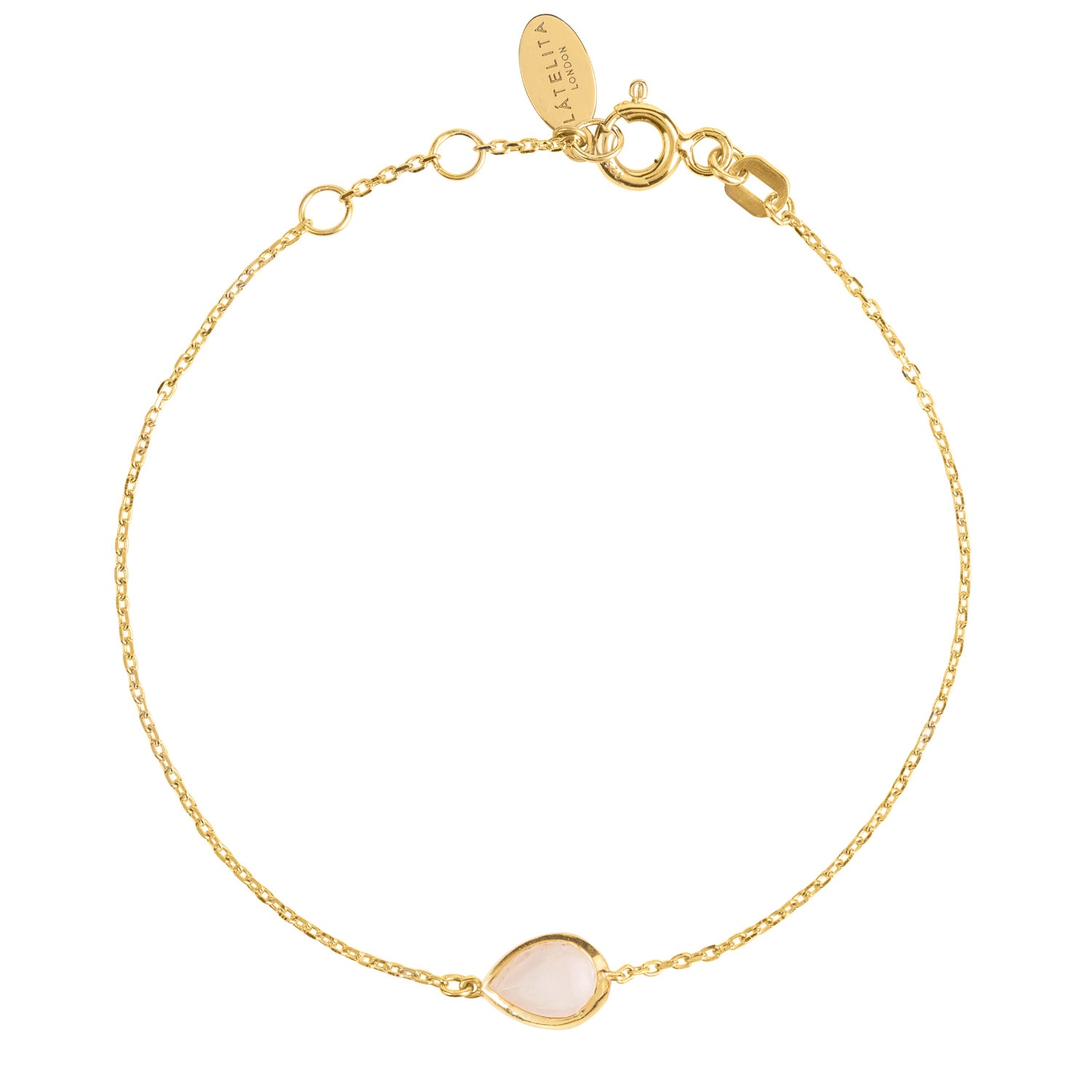 Women’s Gold / Neutrals Pisa Mini Teardrop Bracelet Gold Rose Quartz Latelita