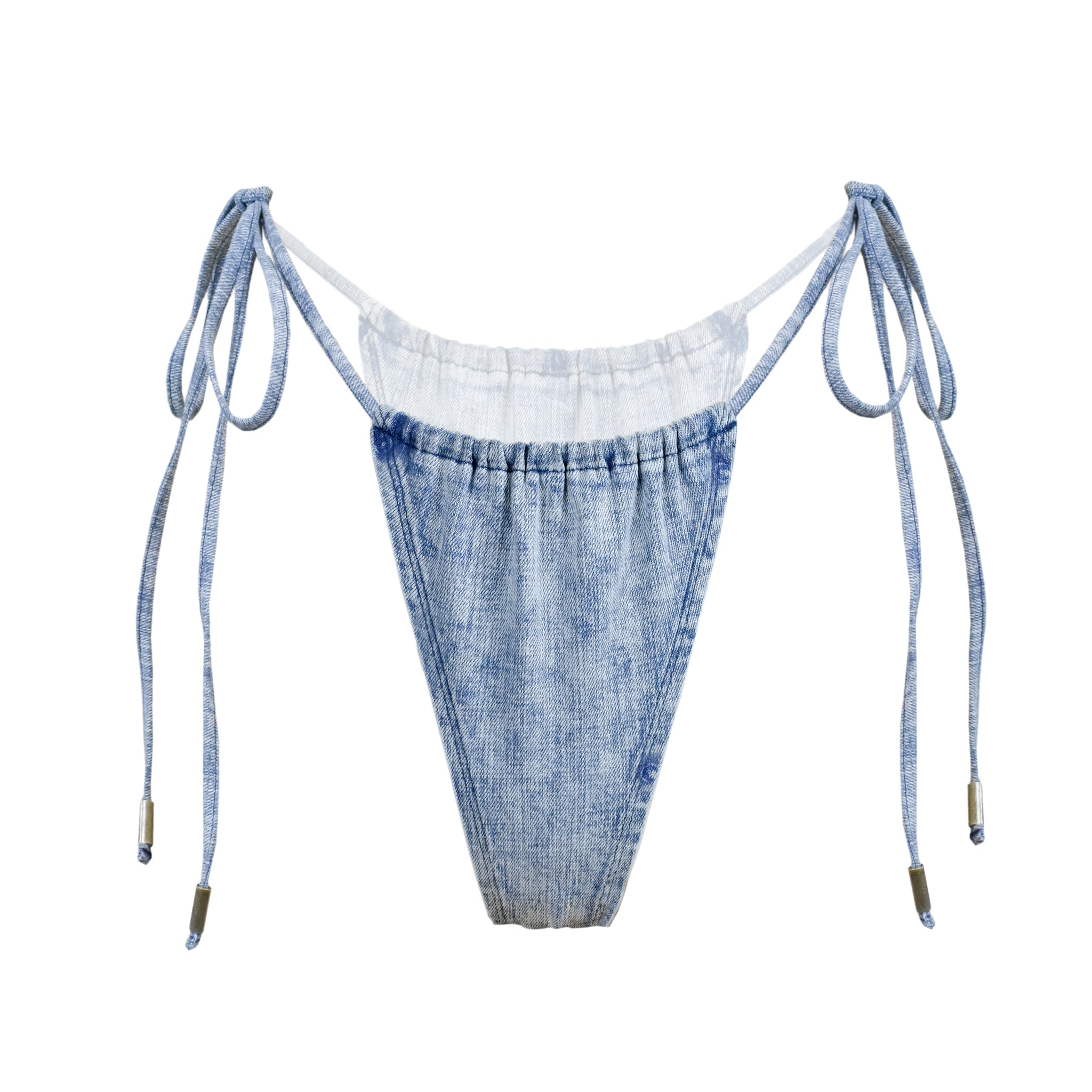 Women’s Blue Bleach Denim Bikini Bottom Extra Large Monique Morin Lingerie