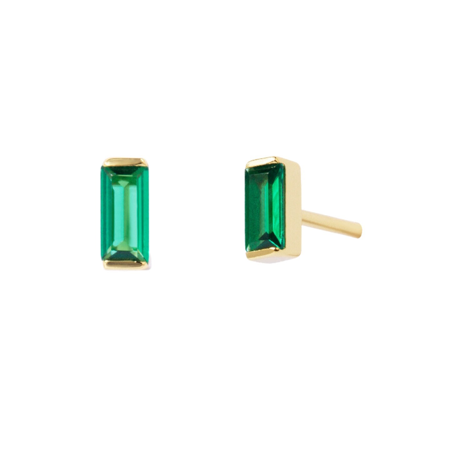 Women’s Green Tiny Baguette Emerald Stud Earrings Little Sky Stone