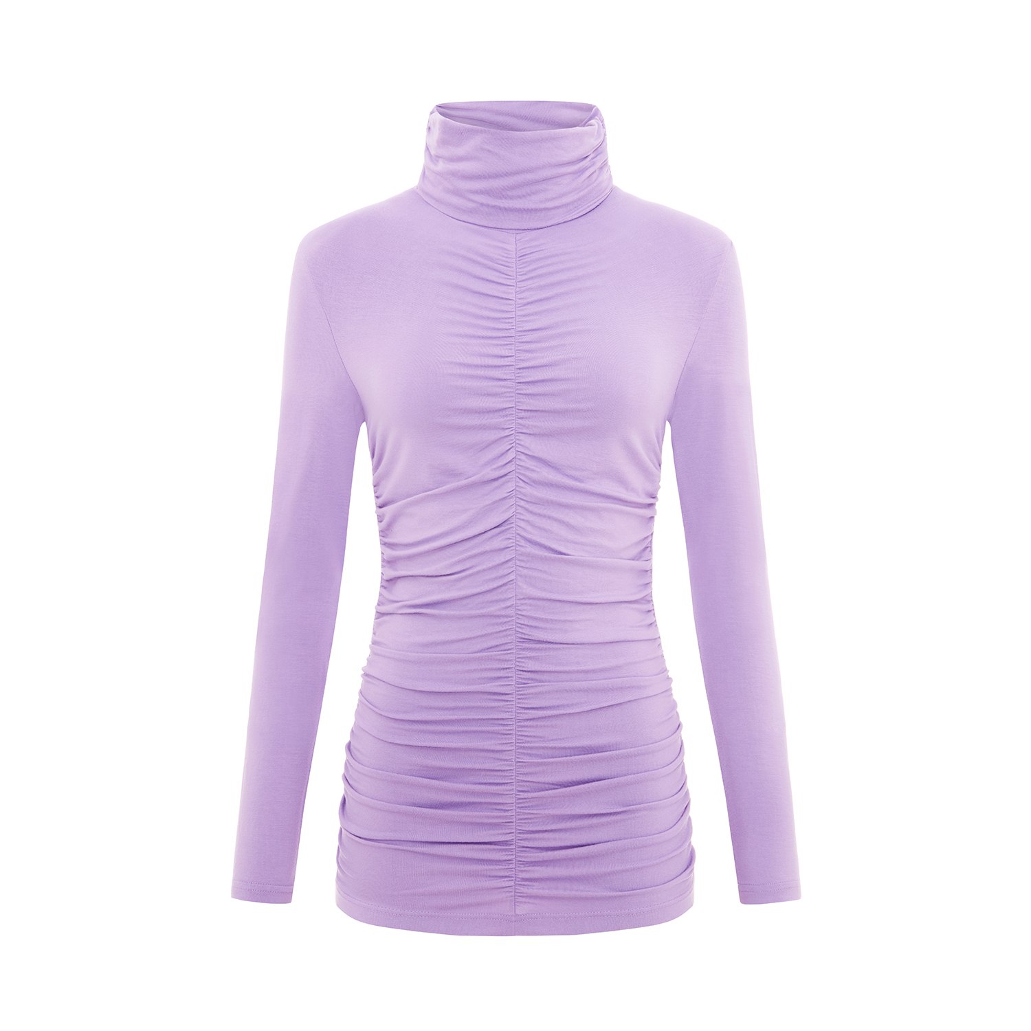 Women’s Pink / Purple Gathered Turtleneck Jersey Top In Lilac Xxs Blonde Gone Rogue