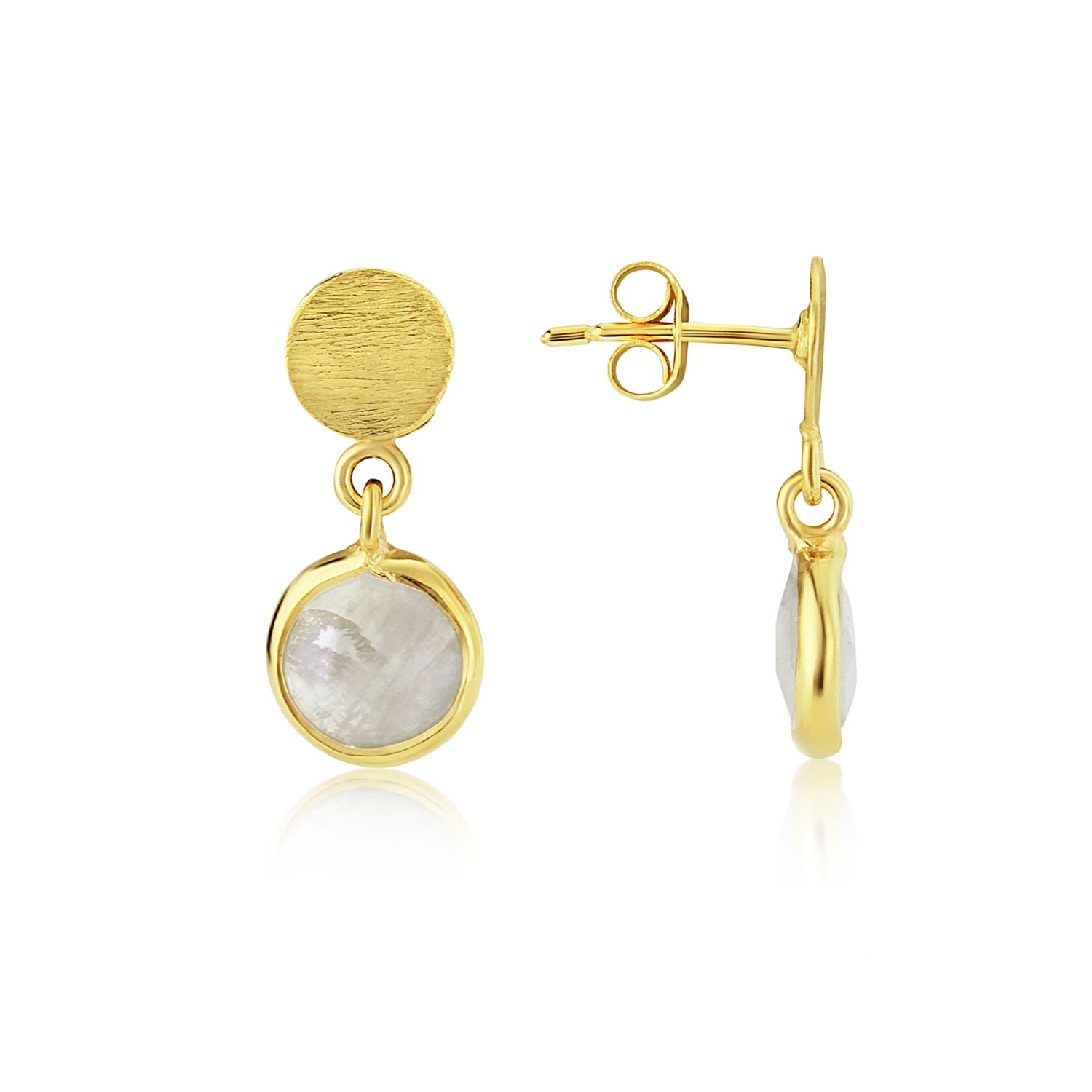 Women’s White / Gold Salina Moonstone & Gold Vermeil Disc Earrings Auree Jewellery