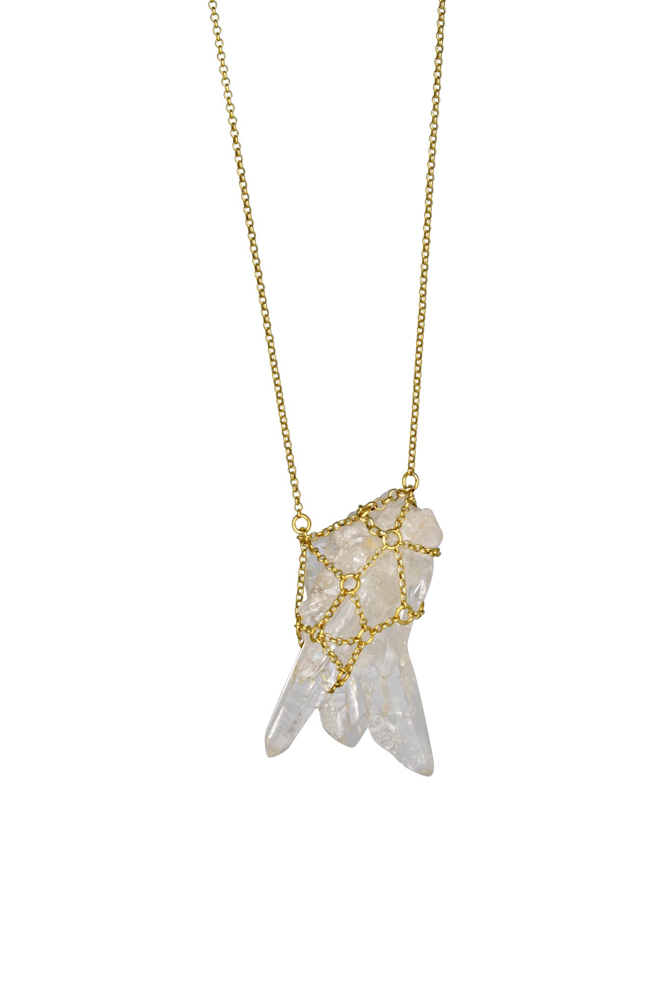 Women’s Caged Gold Multi Spike Quartz Necklace Mhart