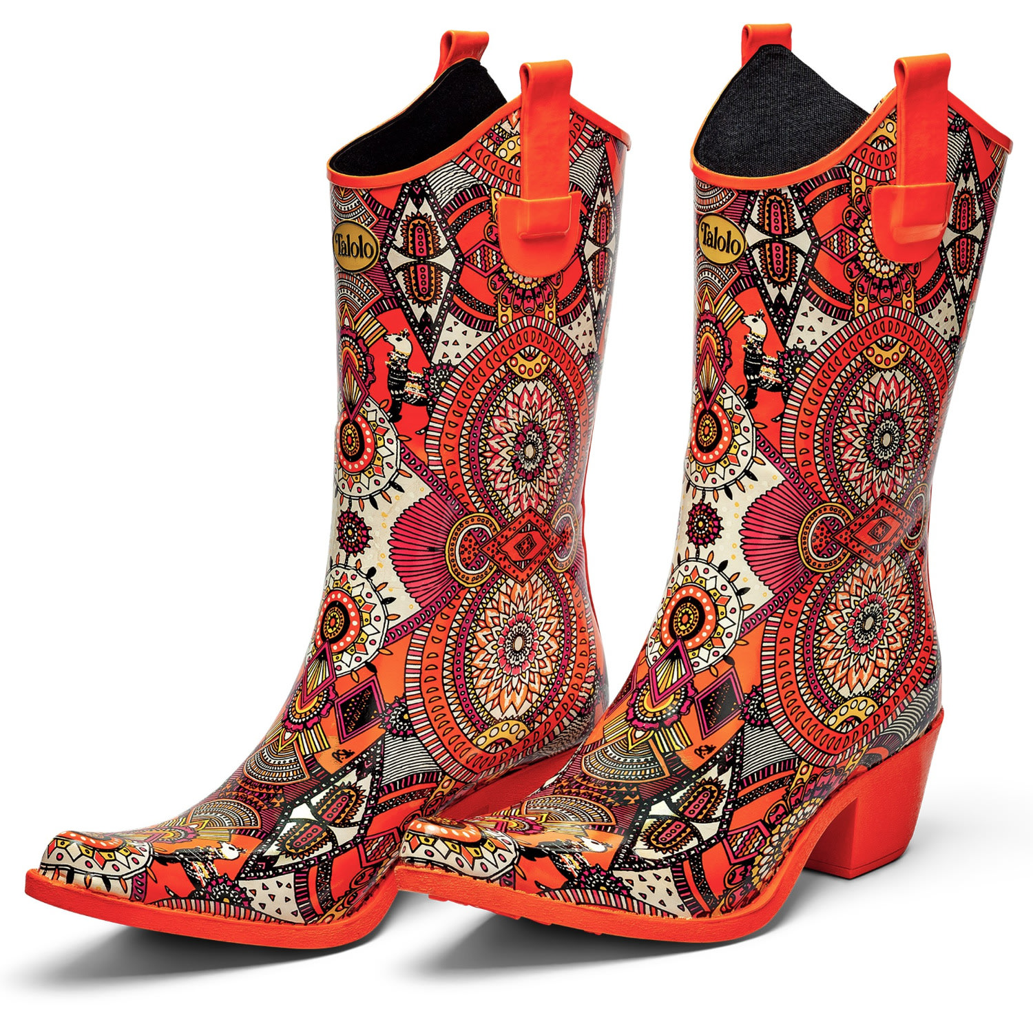Women’s Yellow / Orange Aztec Funk - Bright Orange Cowboy Boot Wellies 3 Uk Talolo Boots