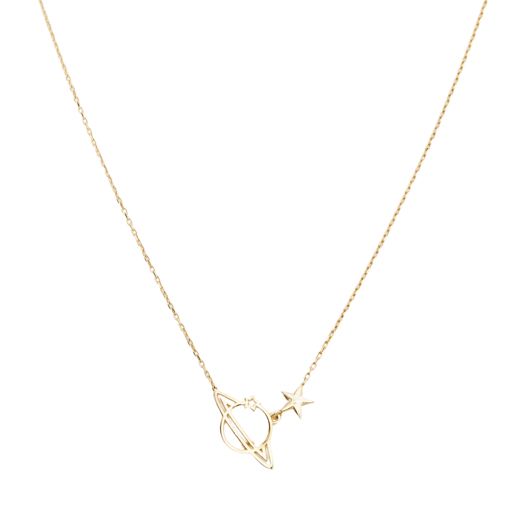 Women’s Sterling Silver Saturn Necklace - Gold Spero London