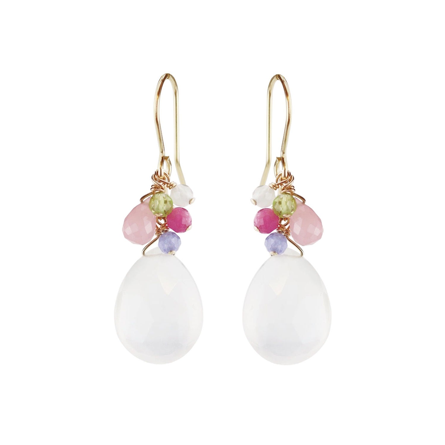 Women’s White Chalcedony Cluster Drop Earrings Mounir London