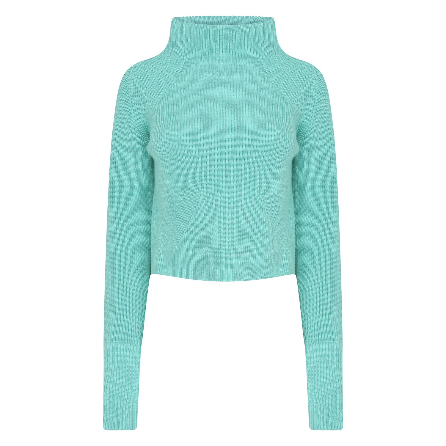 Women’s Blue Demeter Cashmere Funnel Neck Rib Sweater - Tourmaline Small Emma Jane Knight