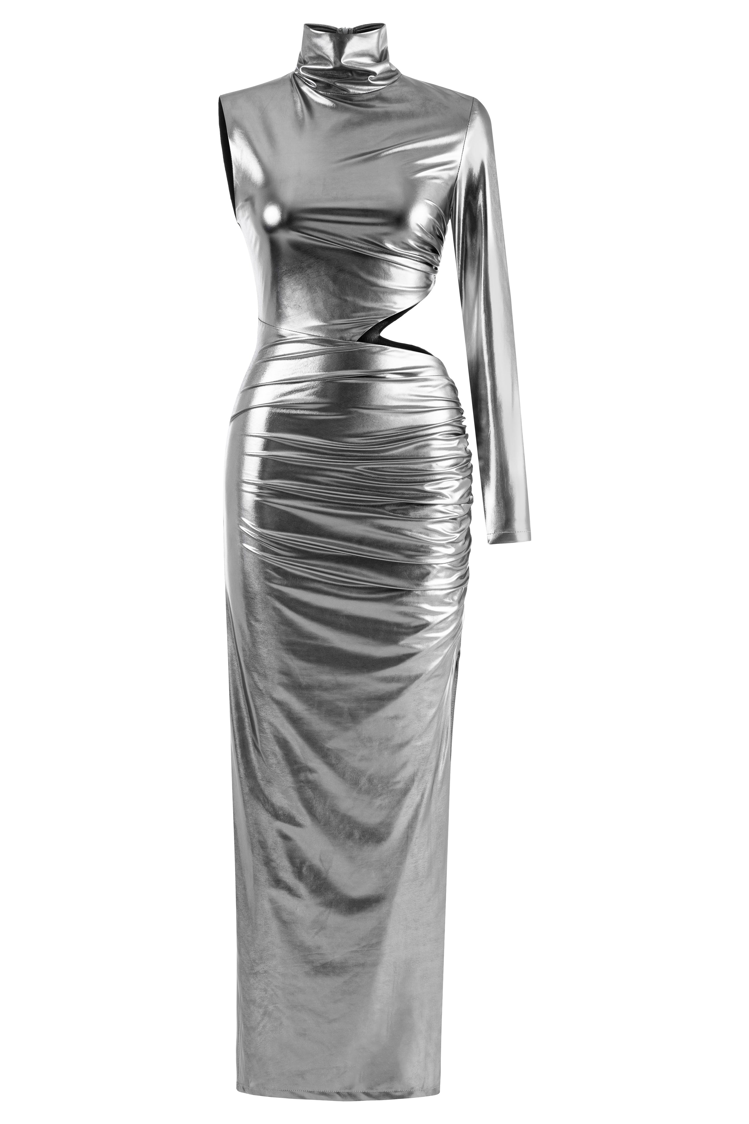 Women’s Silver Prism Metallic Dress Large Khla the Label