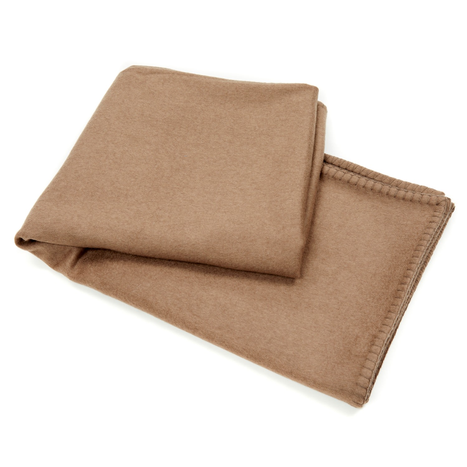 Brown Cashmere Throw - Taupe With Blanket Stitching One Size EliskÃ¡