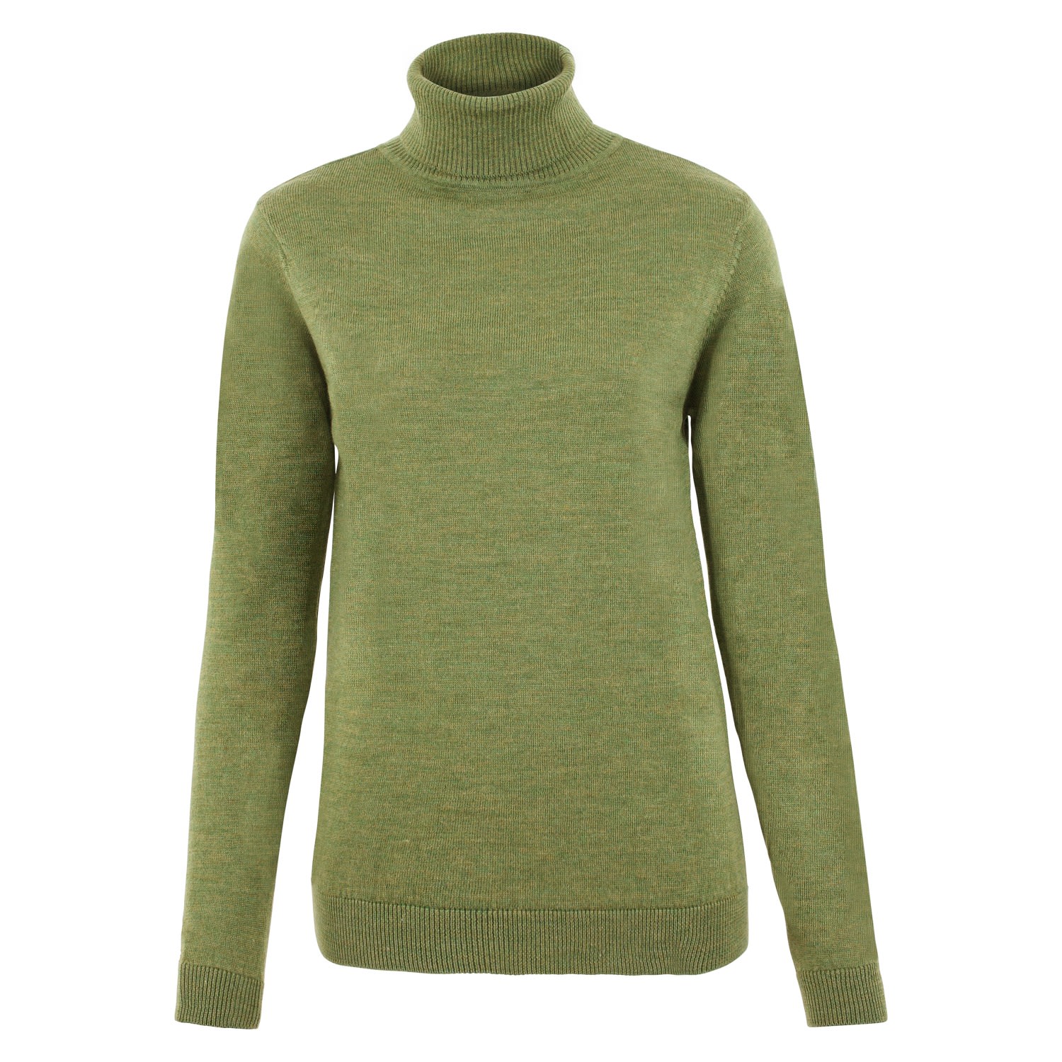 Womens Pure Harriet Extra Fine Merino Wool Roll Neck Jumper - Pea Green Extra Small Paul James Knitwear