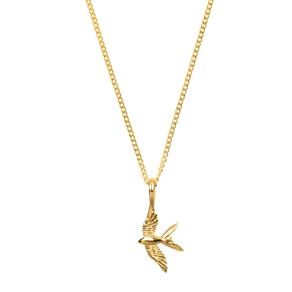 Women’s Swallow In Flight Gold Vermeil Necklace Charlotte’s Web Jewellery