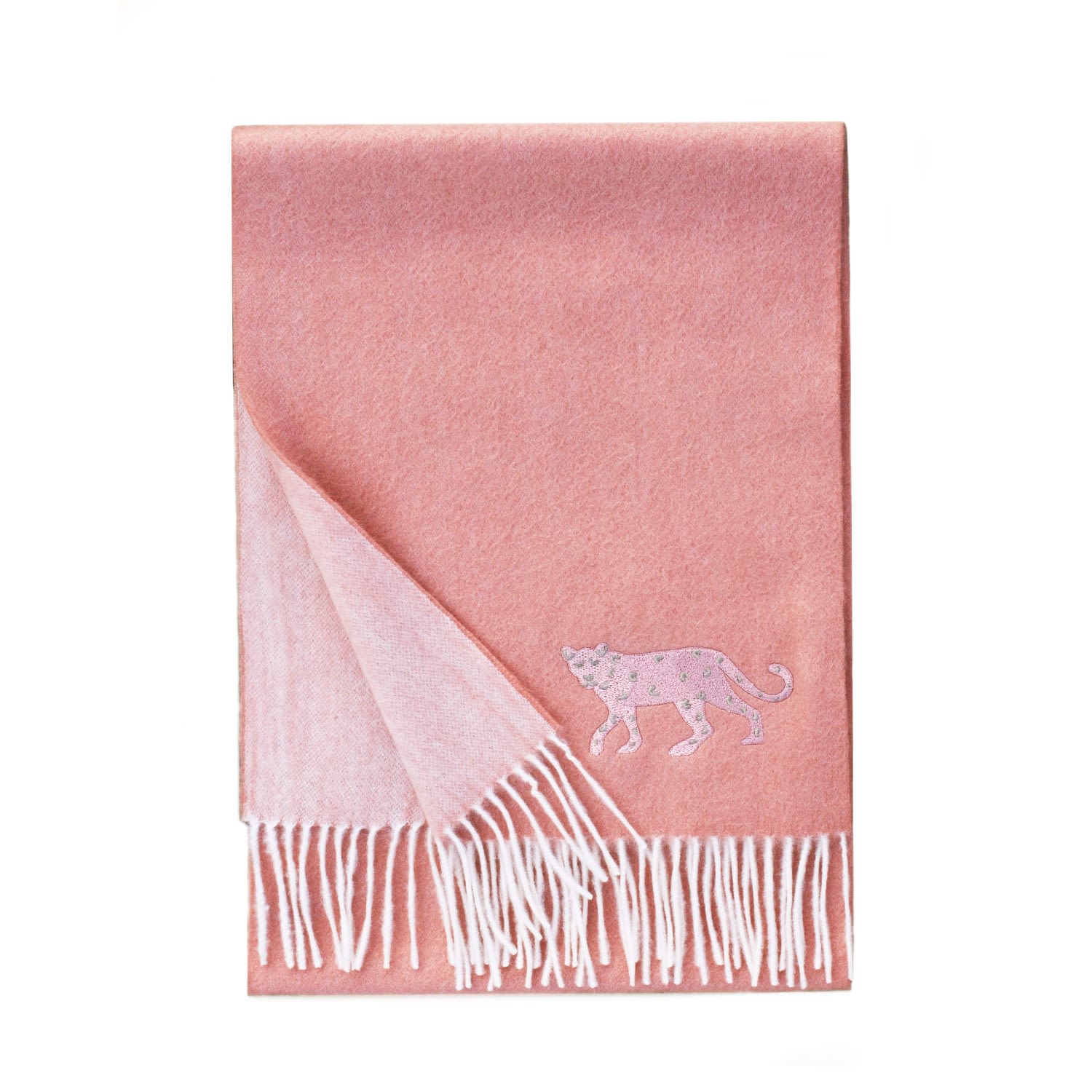 Women’s Pink / Purple Double Face Scarf With Leopard Embroidery - Light Pink Jessie Zhao New York