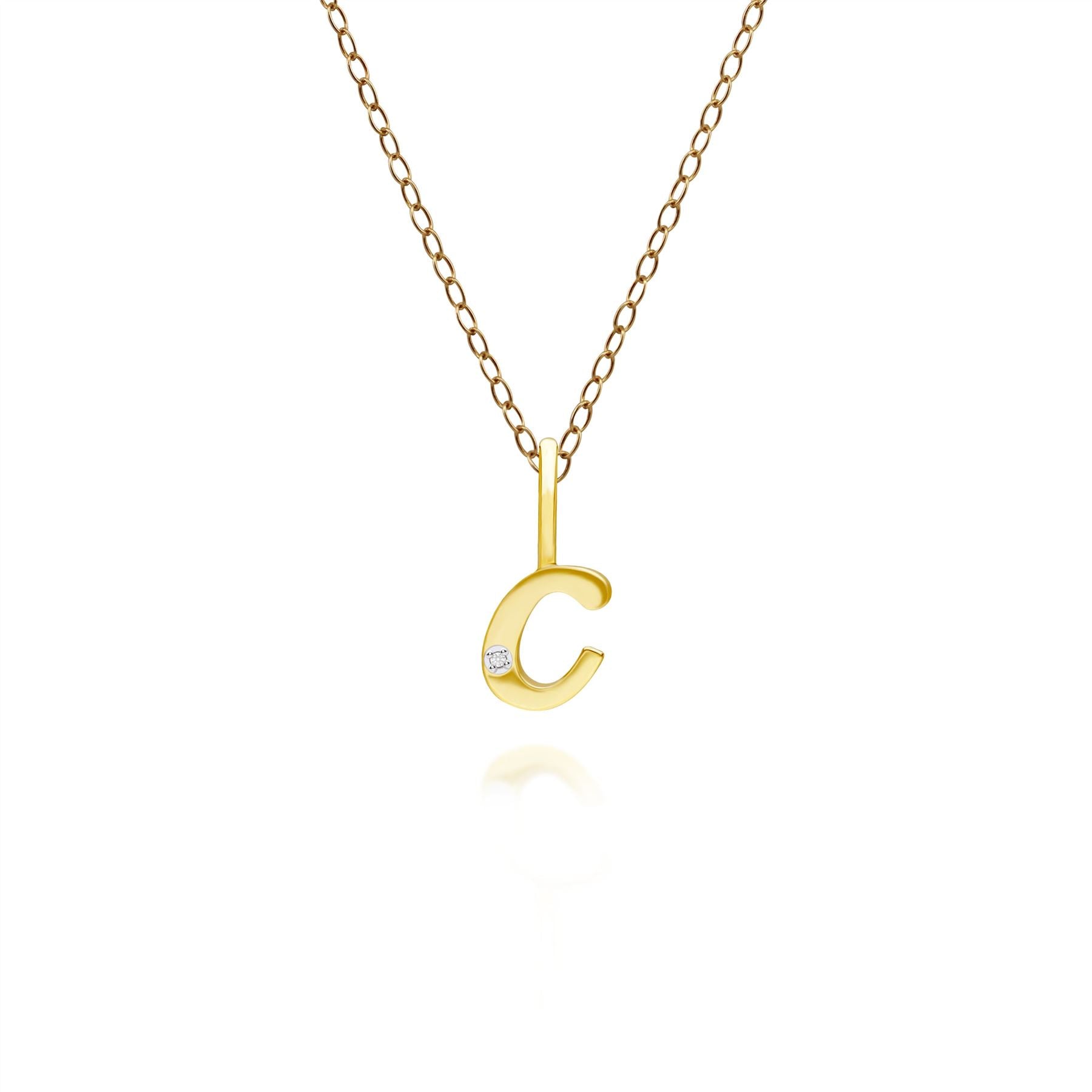 Women’s Gold / White Alphabet Letter C Diamond Pendant In Yellow Gold Gemondo