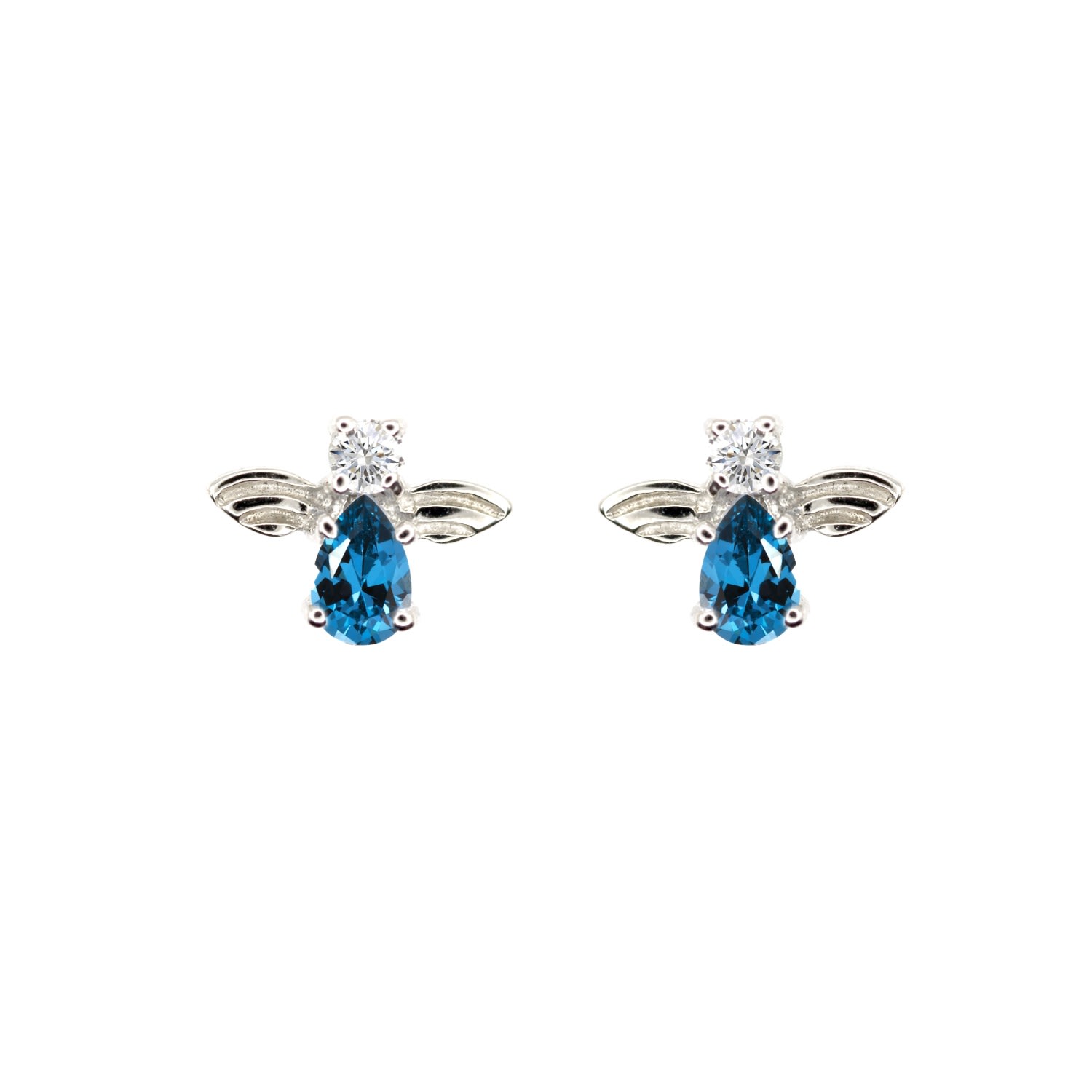 Women’s Aquamarine Diamond Angel Bee White Gold Earrings Vicstonenyc Fine Jewelry