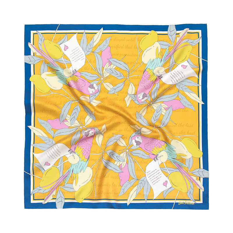 Women’s Blue / Yellow / Orange "El Amor" Silk Bandana - Yellow & Blue Lost Pattern Nyc