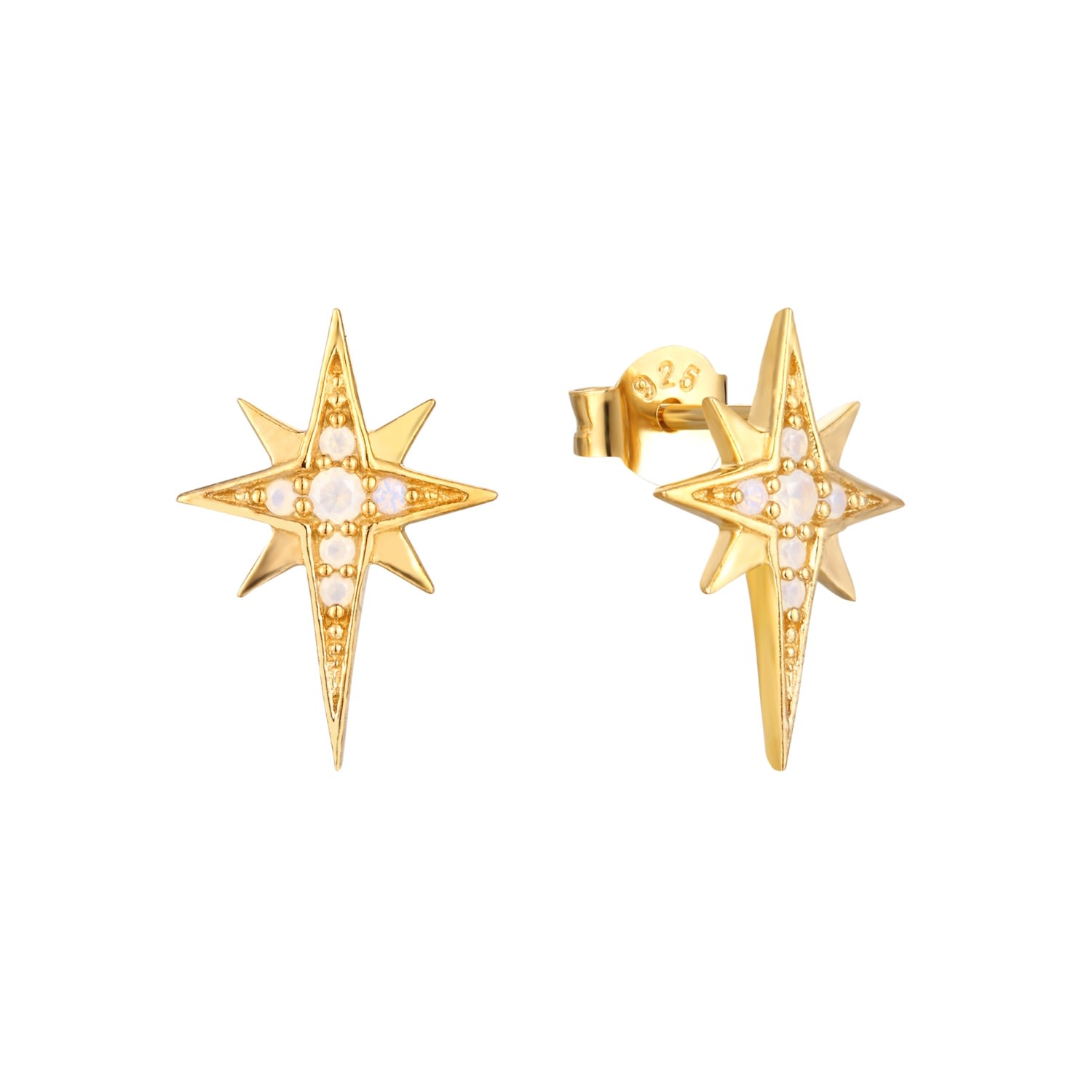 Women’s 22Ct Gold Vermeil Opal Moonstone North Star Studs Seol + Gold