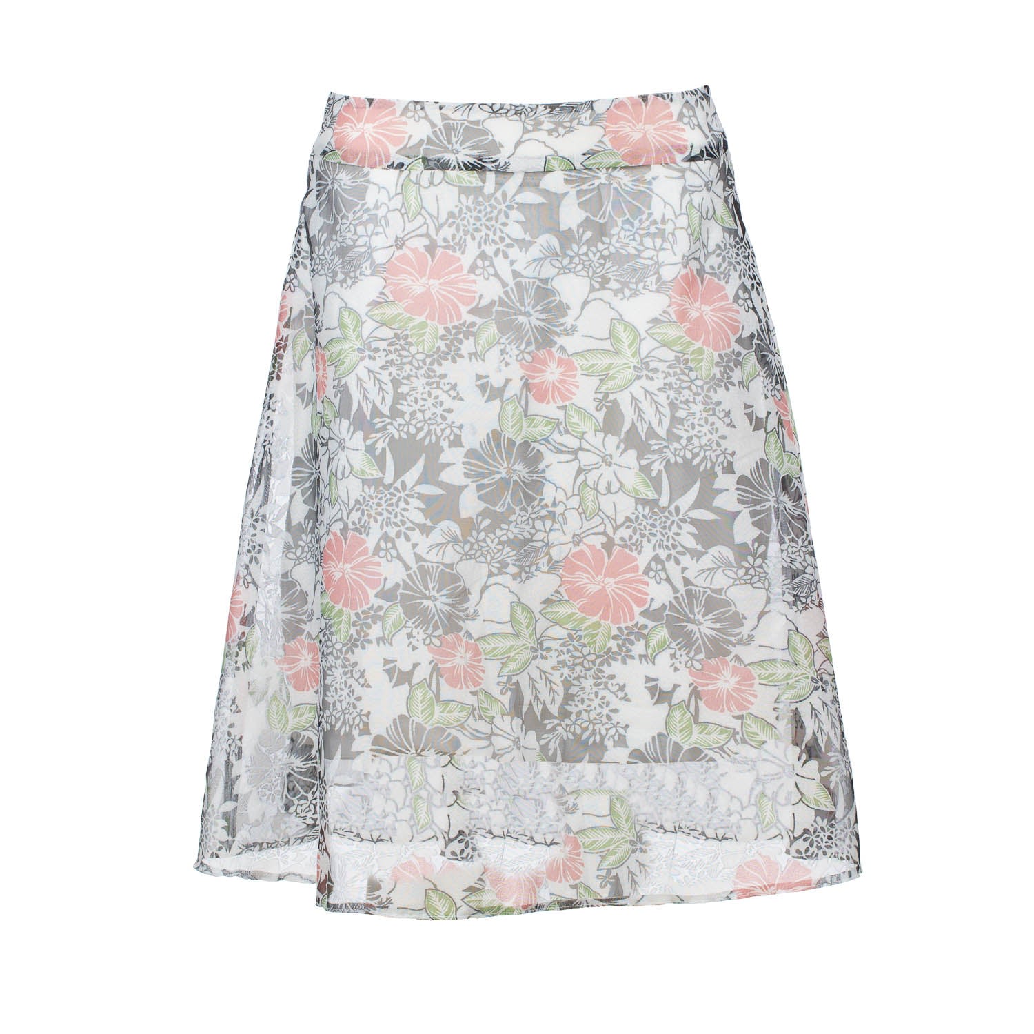 Women’s Neutrals Floral Burn-Out Viscose Blend Knee Length Cloche Skirt Medium Conquista