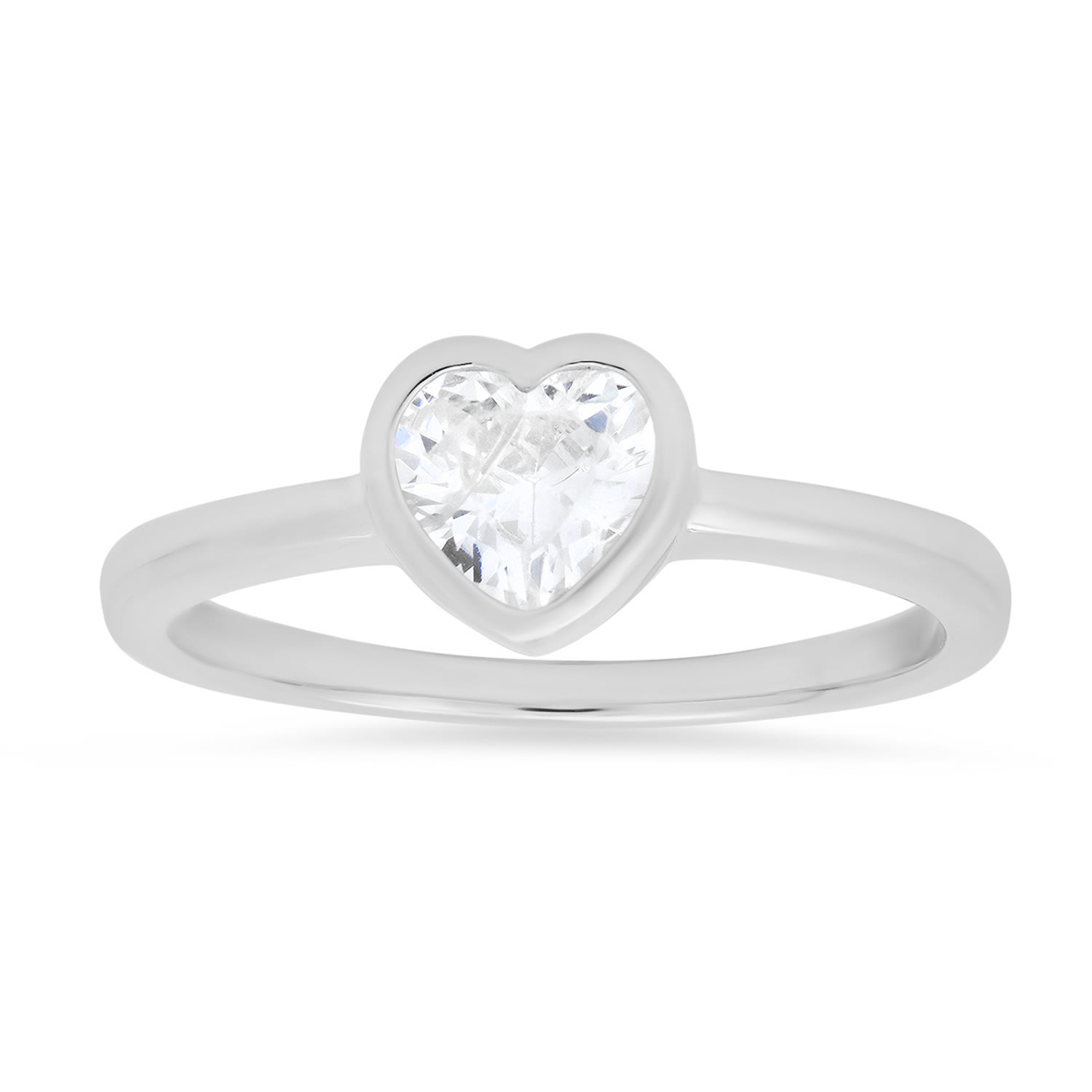 Women’s Bezel Set Diamond Cz Heart Ring In Sterling Silver Kylie Harper