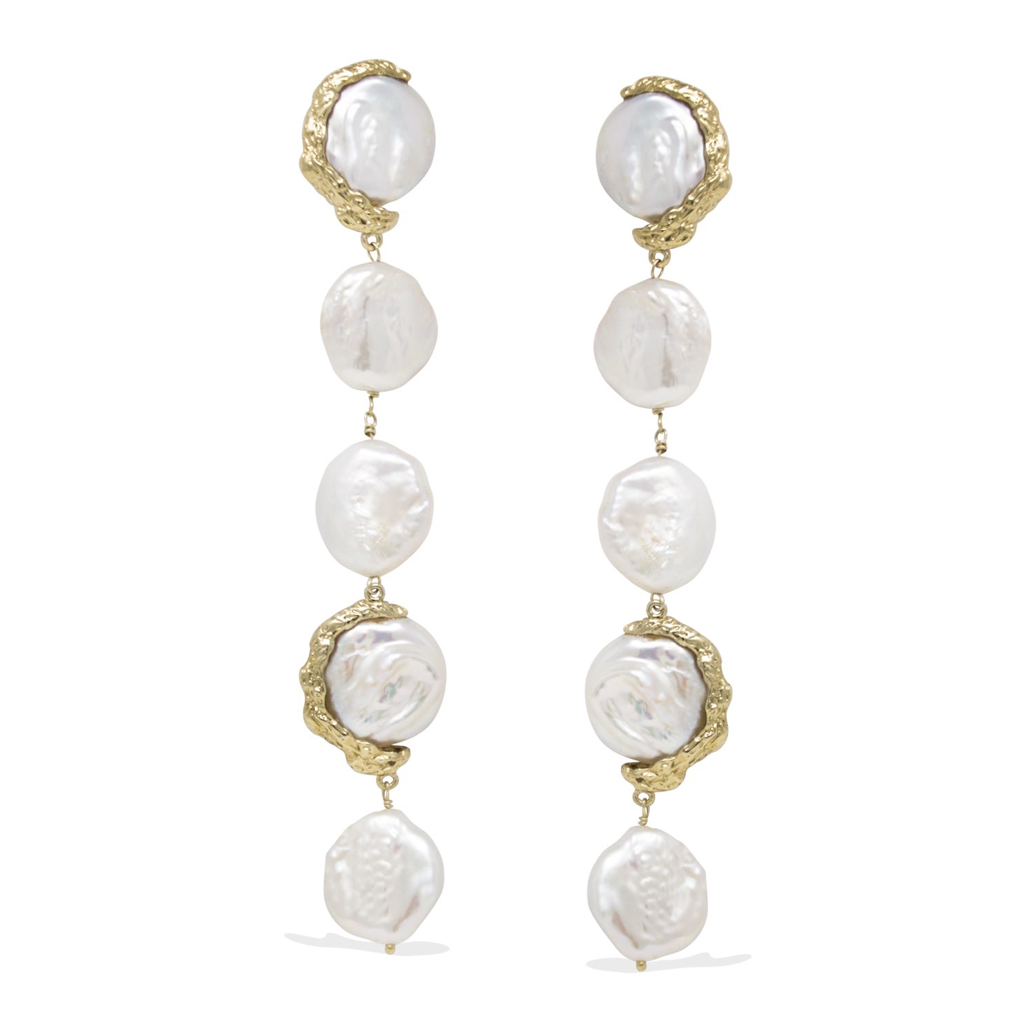 Women’s White Ad Astra Gold-Plated Pearl Statement Earrings Vintouch Italy