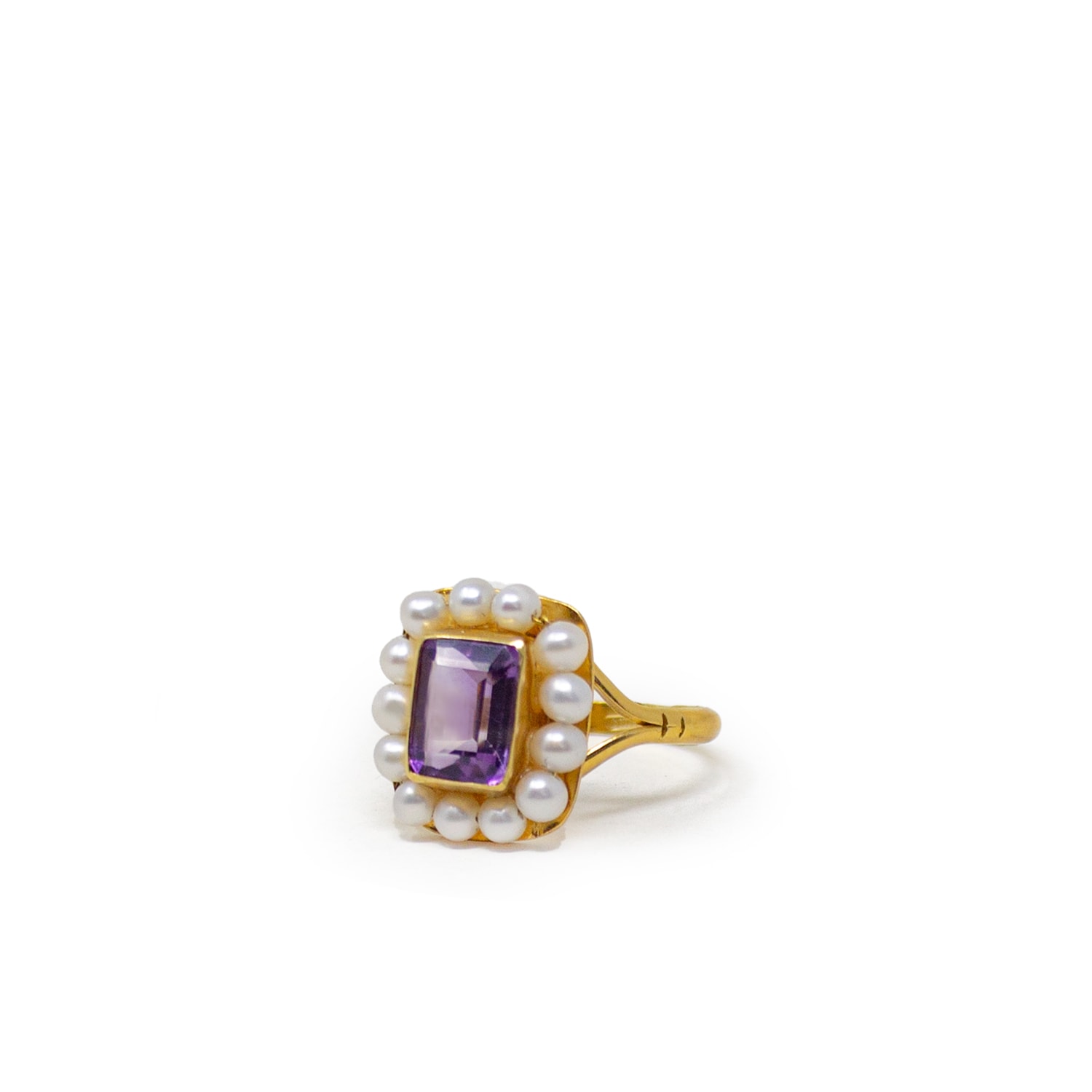 Women’s Gold / Pink / Purple Luccichio Amethyst And Pearl Stacking Ring Vintouch Italy