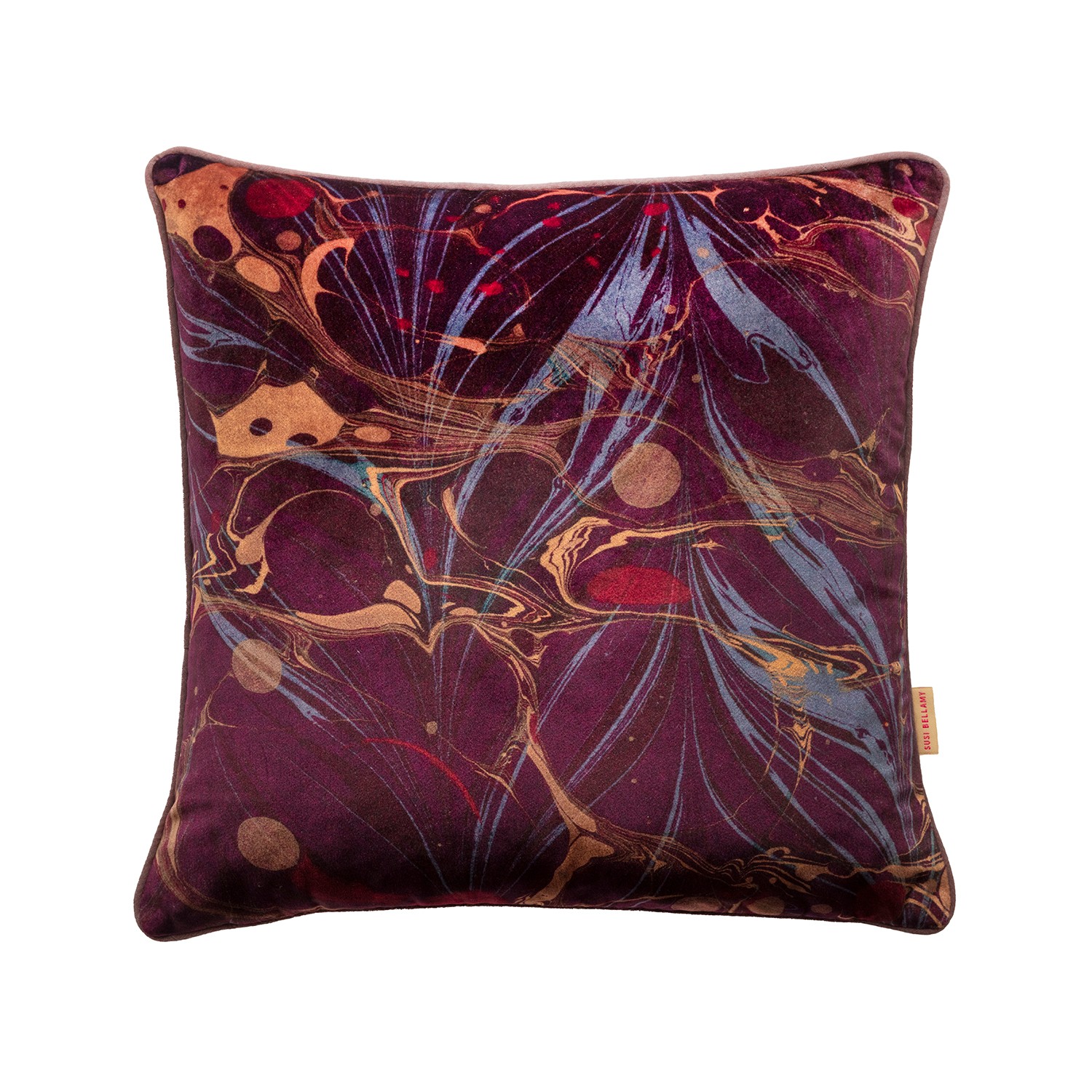 Pink / Purple / Red Winter Solstice Velvet Cushion One Size Susi Bellamy