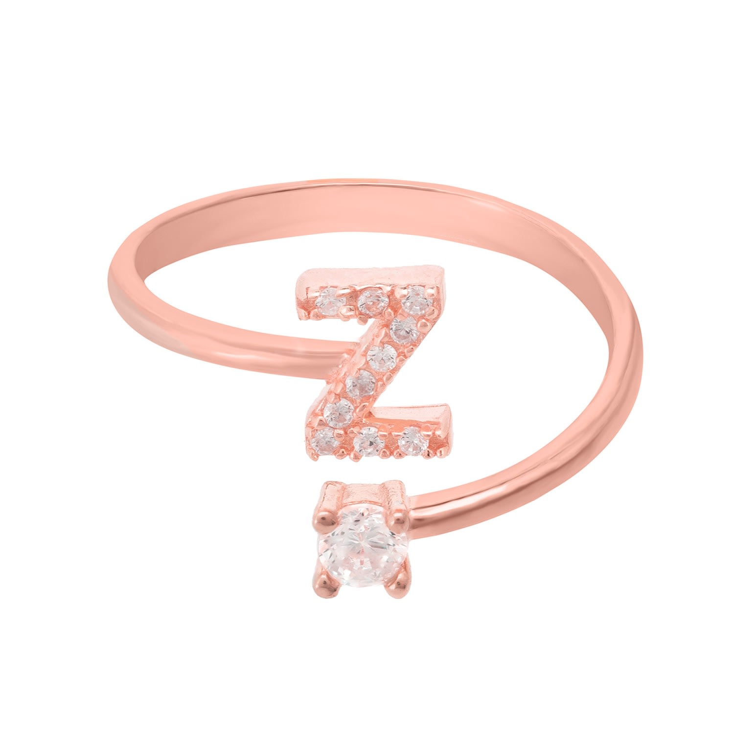 Women’s Rose Gold / White Initial Ring Rosegold Z Latelita