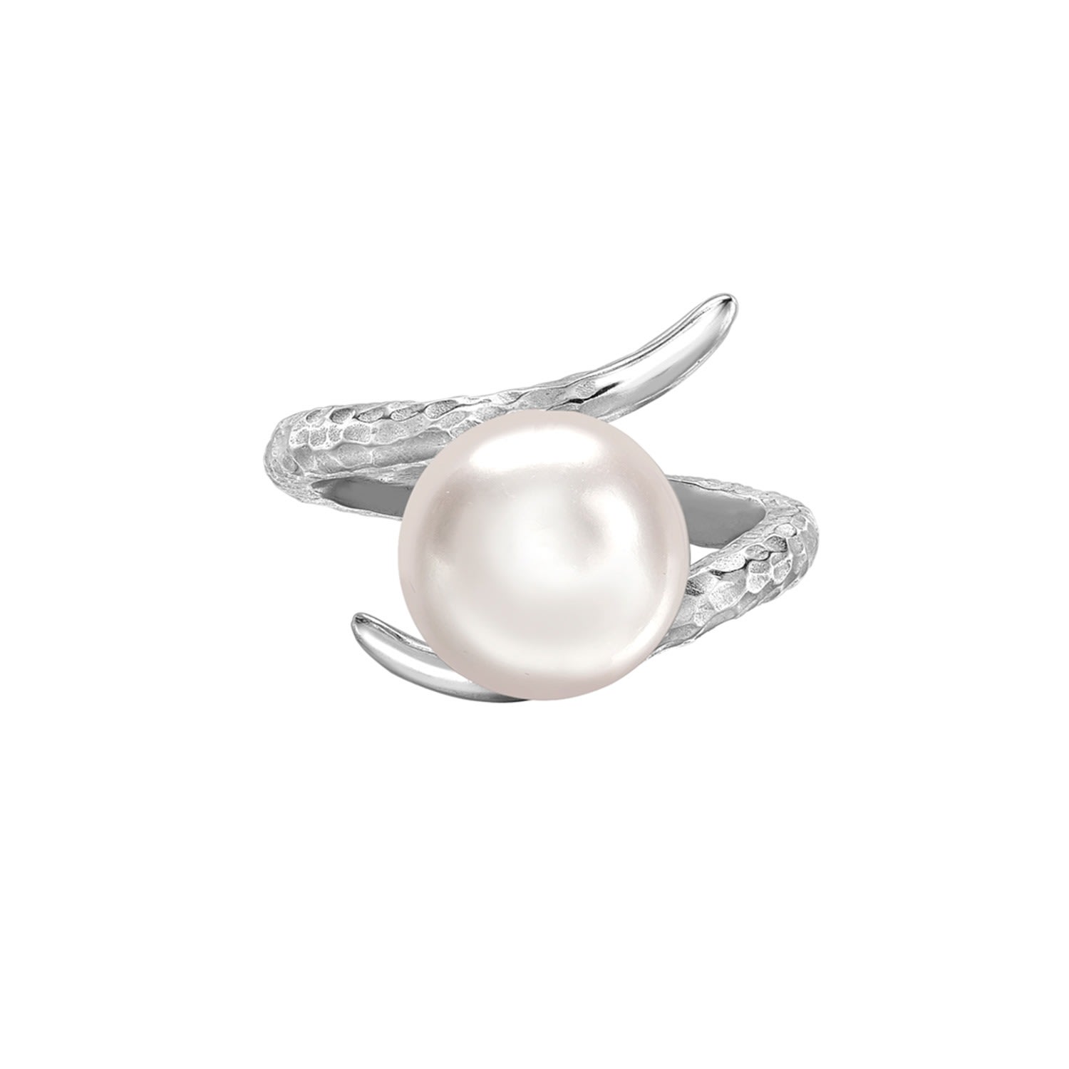 Women’s Silver Twisted White Pearl Ring Dower & Hall