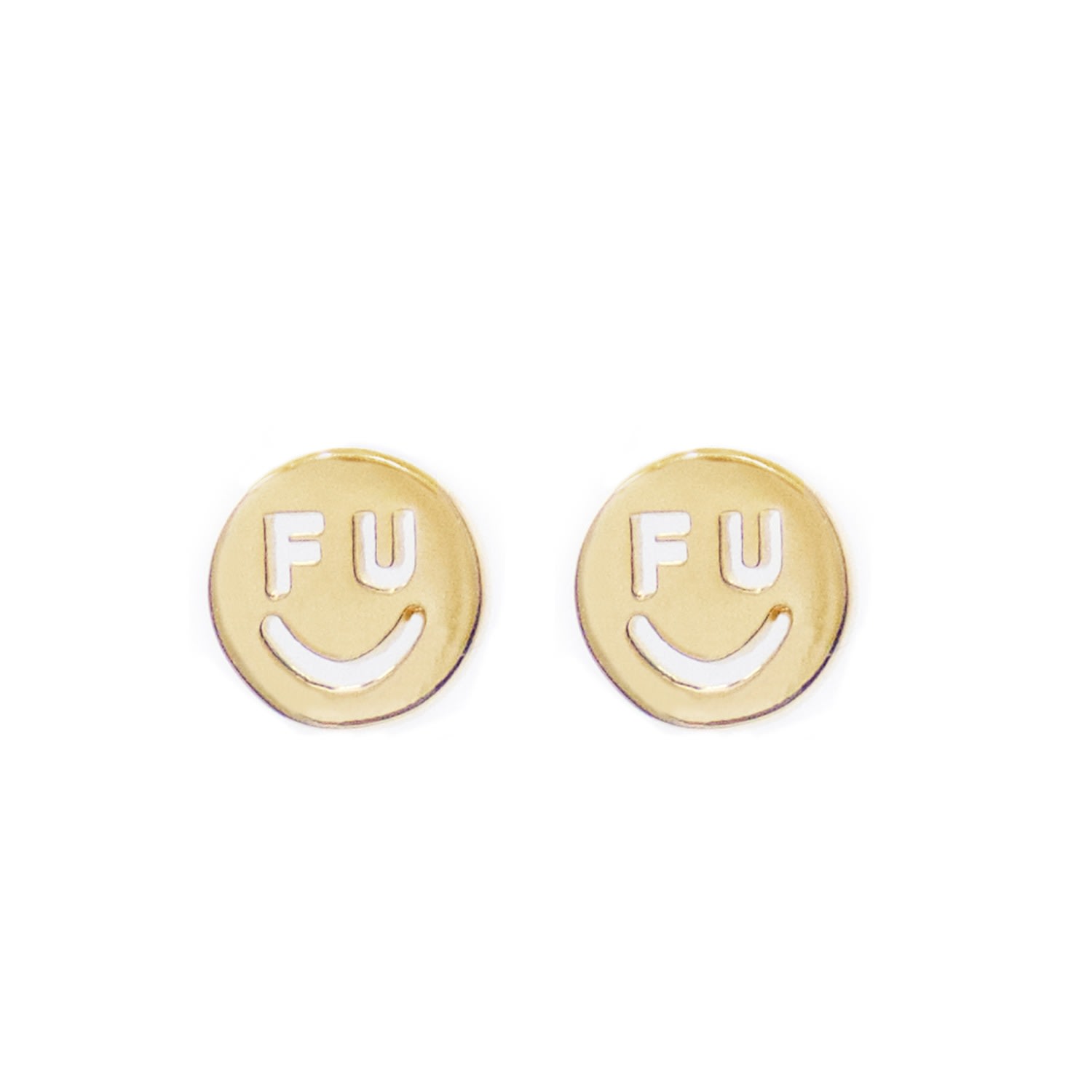 Women’s F U Happy Face Earrings Gold Litzi