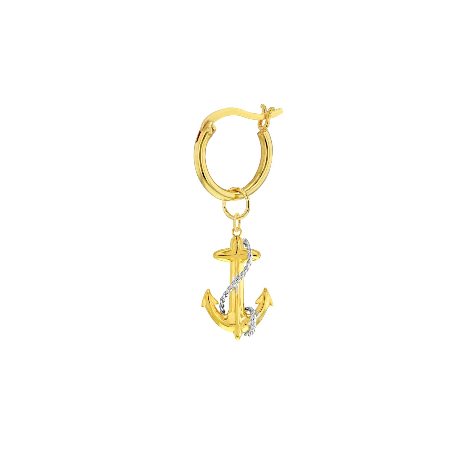 Women’s Mini Anchor Charm 2-Tone 18Kt Gold Plate With Silver Detail On Gold Hoop True Rocks