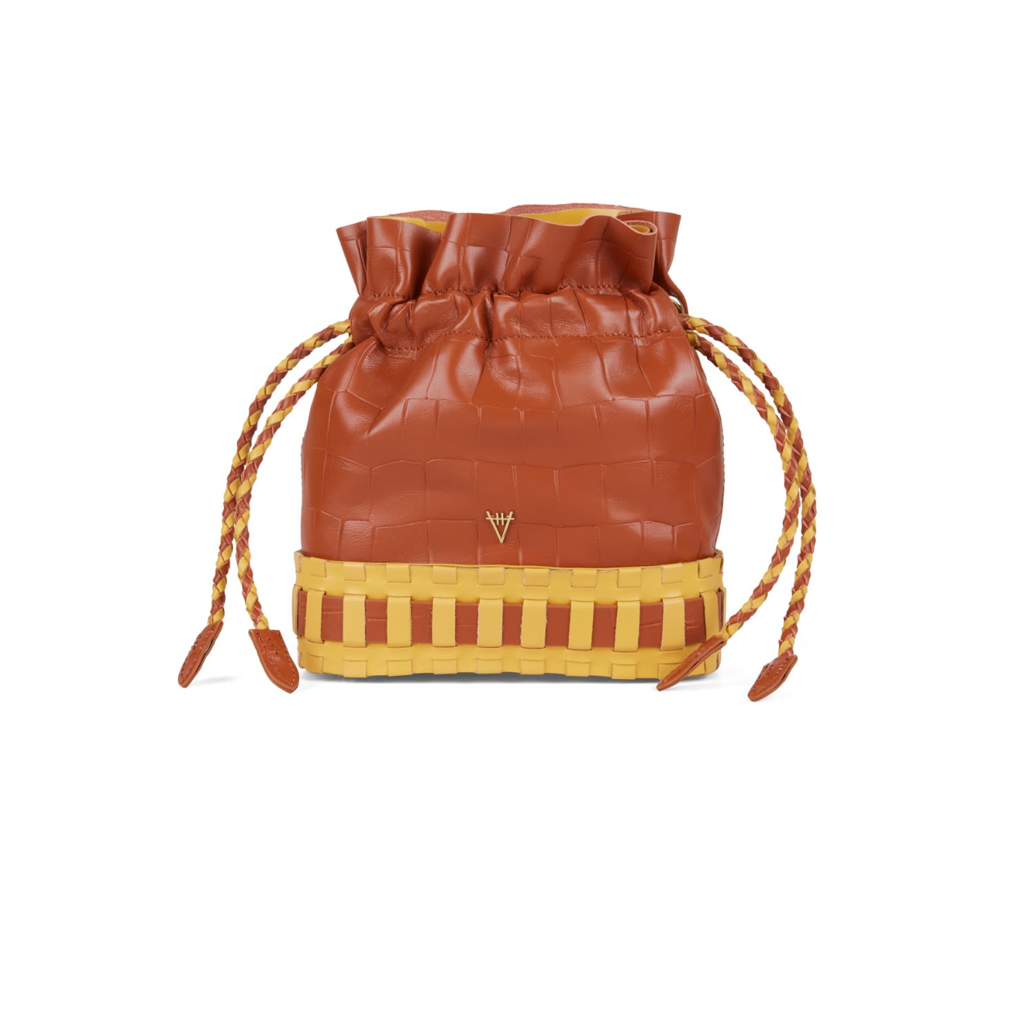 Women’s Brown Lavinia Bucket Bag Croco Effect Honeycomb Burnt Orange Hiva Atelier