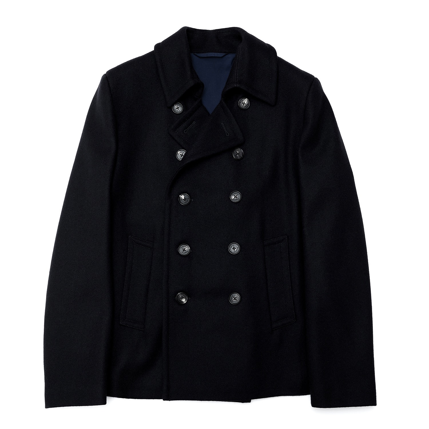 Mens Black Pea Coat 40" Hegarty