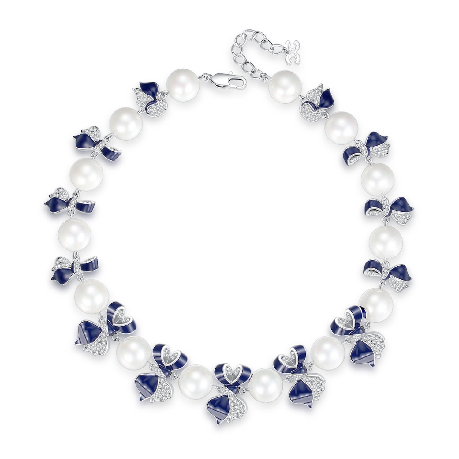 Women’s Blue / White Blue Enamel Butterfly Necklace Classicharms