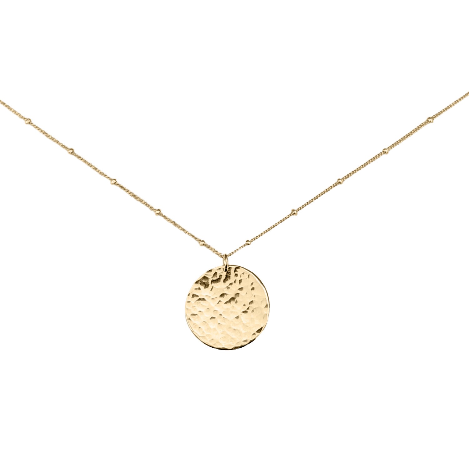 Women’s Thea Hammered Disc Pendant Gold Filled Necklace Kiri & Belle