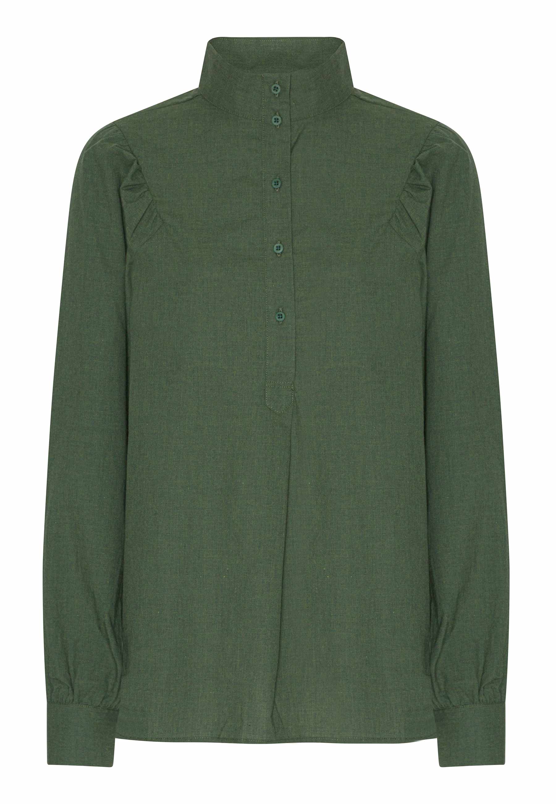 Women’s The Grobund Sonja Shirt - The One With A High Collar In Green Mélange L