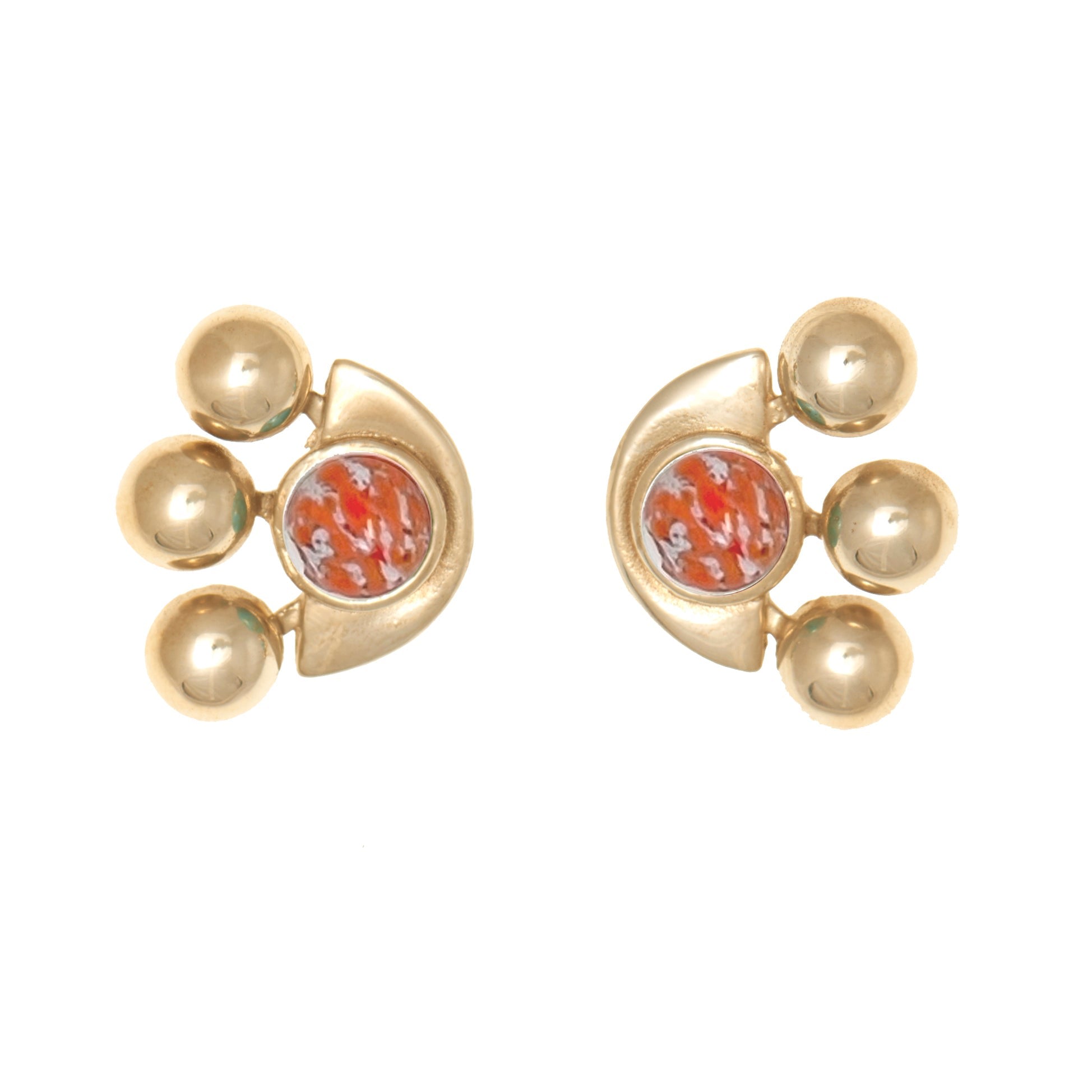 Women’s Gold / Red Lido Earrings In Coral Castlecliff