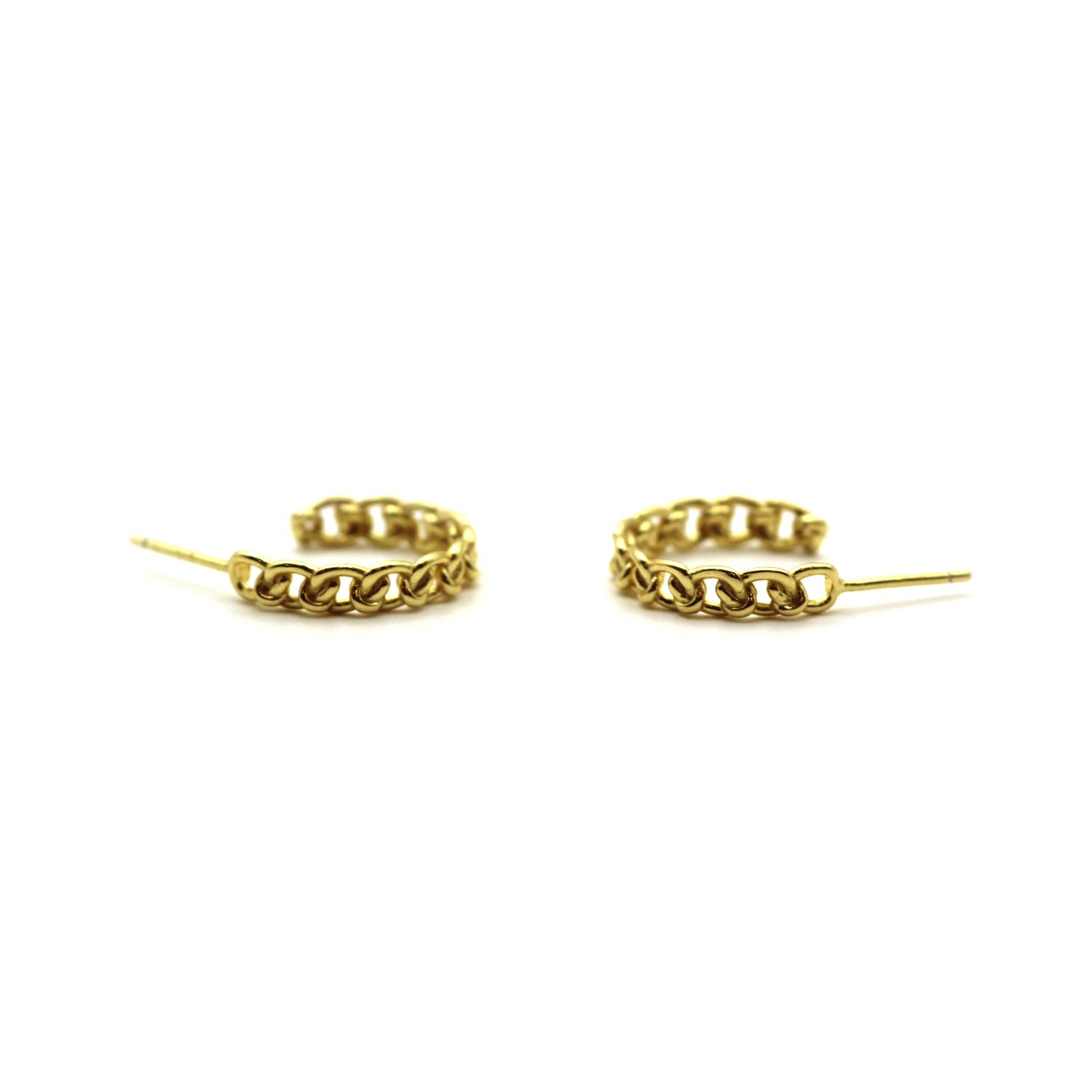 Women’s Chain Pattern Desgin Hoop Gold Earrings Vicstonenyc Fine Jewelry