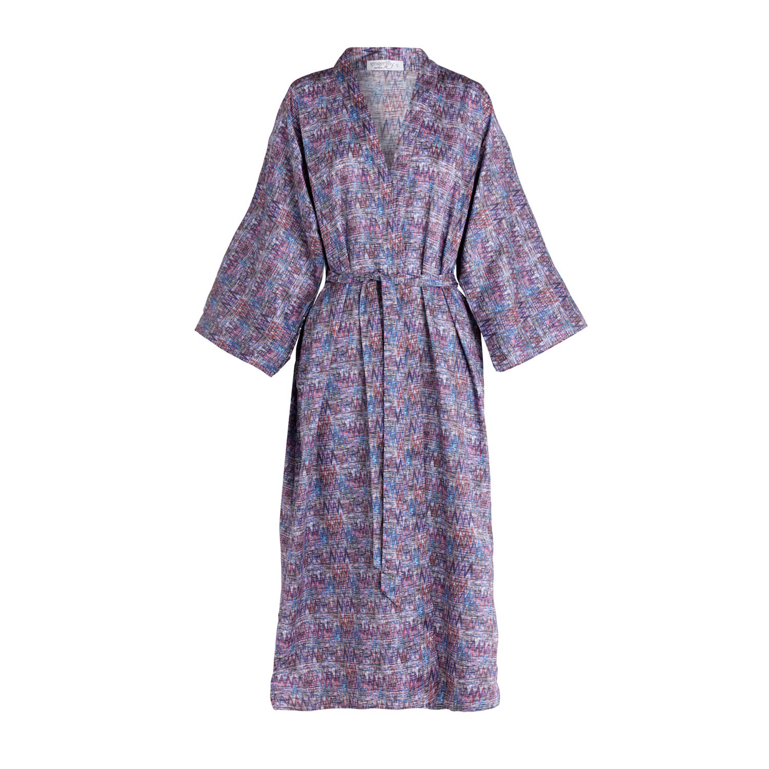 Women’s Pink / Purple Chantal Cotton Zig Zag Robe Medium Gingerlilly Sleepwear
