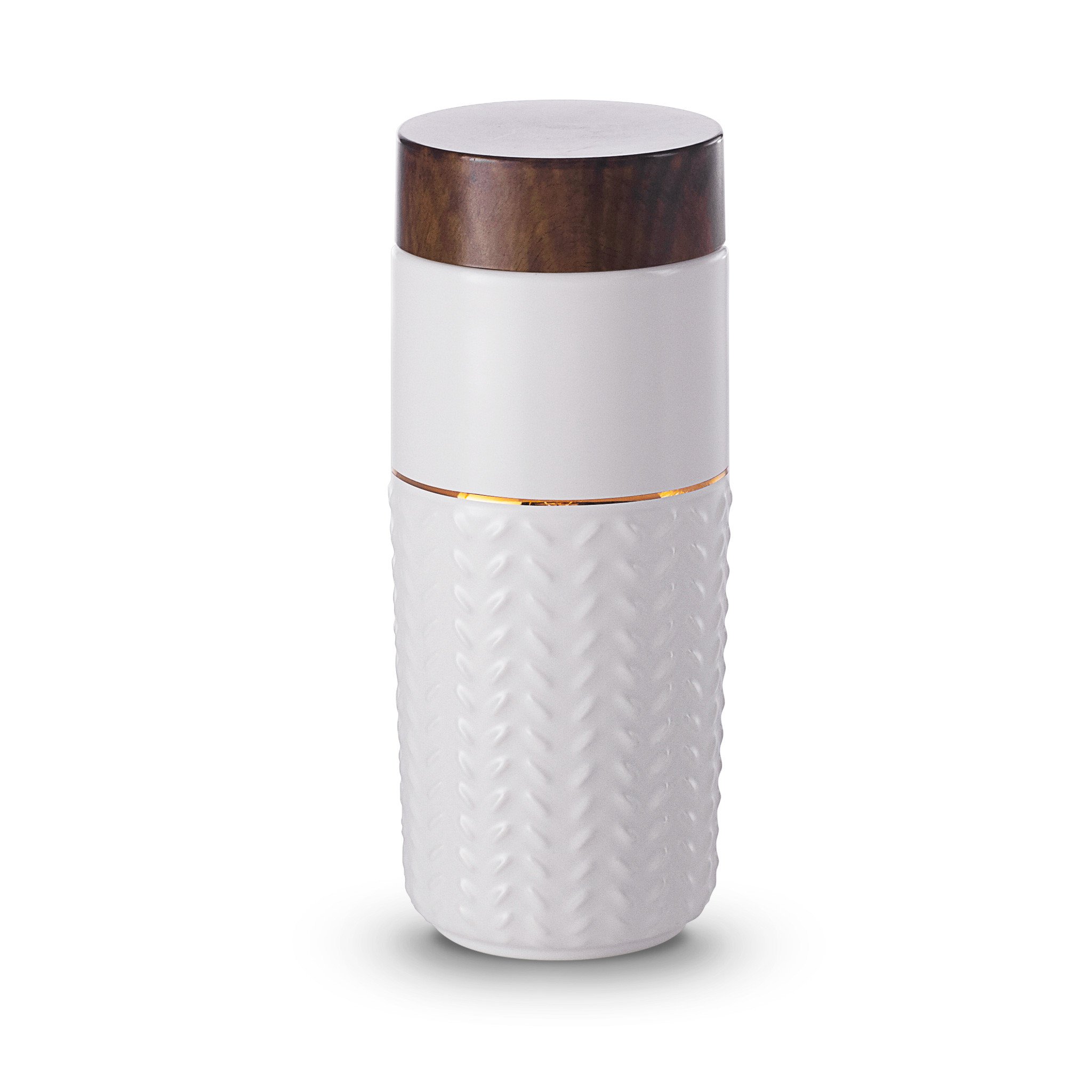 Gold / White One-O-One / Flying To The Clouds Gold Ceramic Tumbler - White & Golden Line Hand- Gold, White Acera