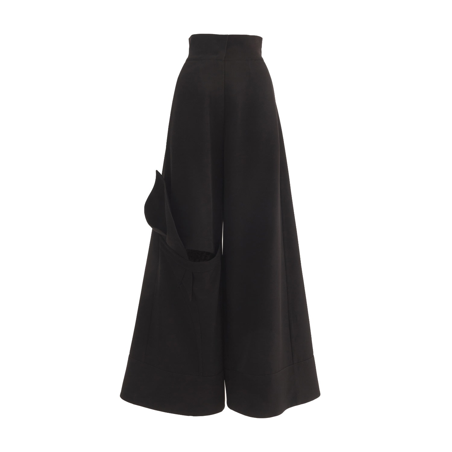 Women’s Wide Flared Trousers With Calla Flower Black Small Julia Allert