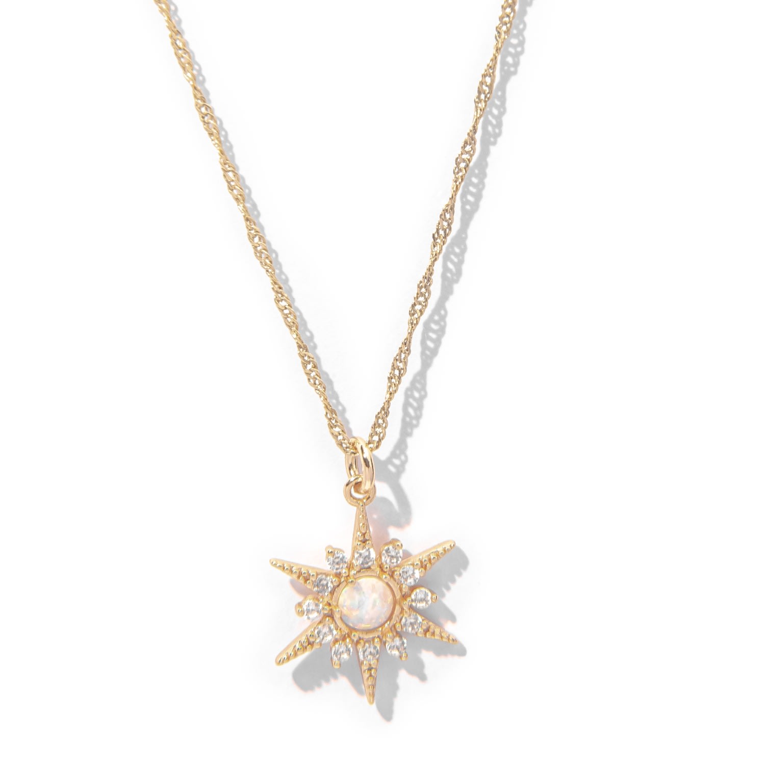 Women’s Gold Filled Opal Starburst Dainty Necklace The Essential Jewels