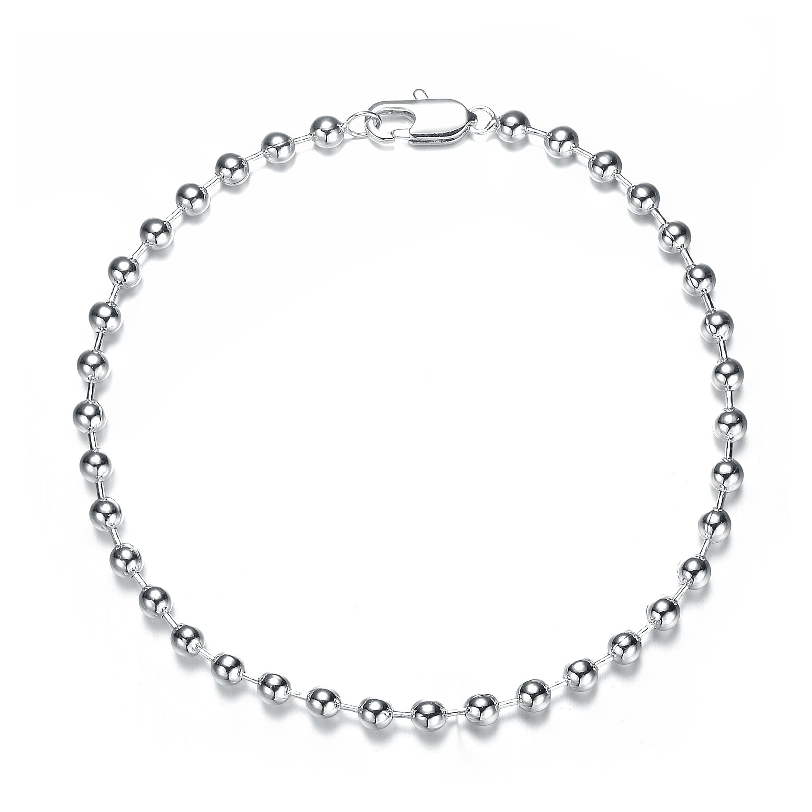 Women’s White Gold Plated Modern Bead Ball Link Layering Bracelet Genevive Jewelry