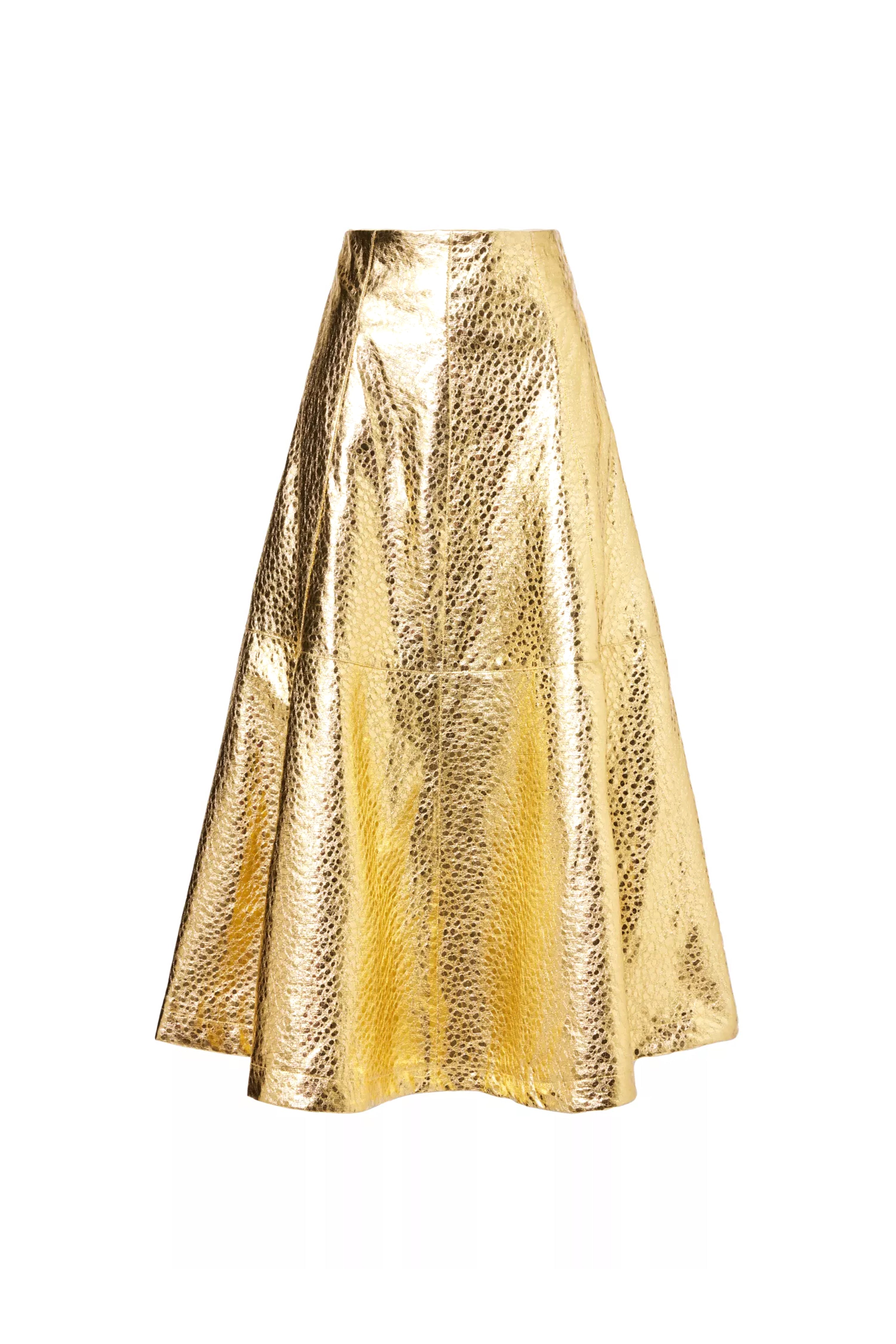 Women’s Phoebe Gold Metallic Maxi Skirt Small Amy Lynn