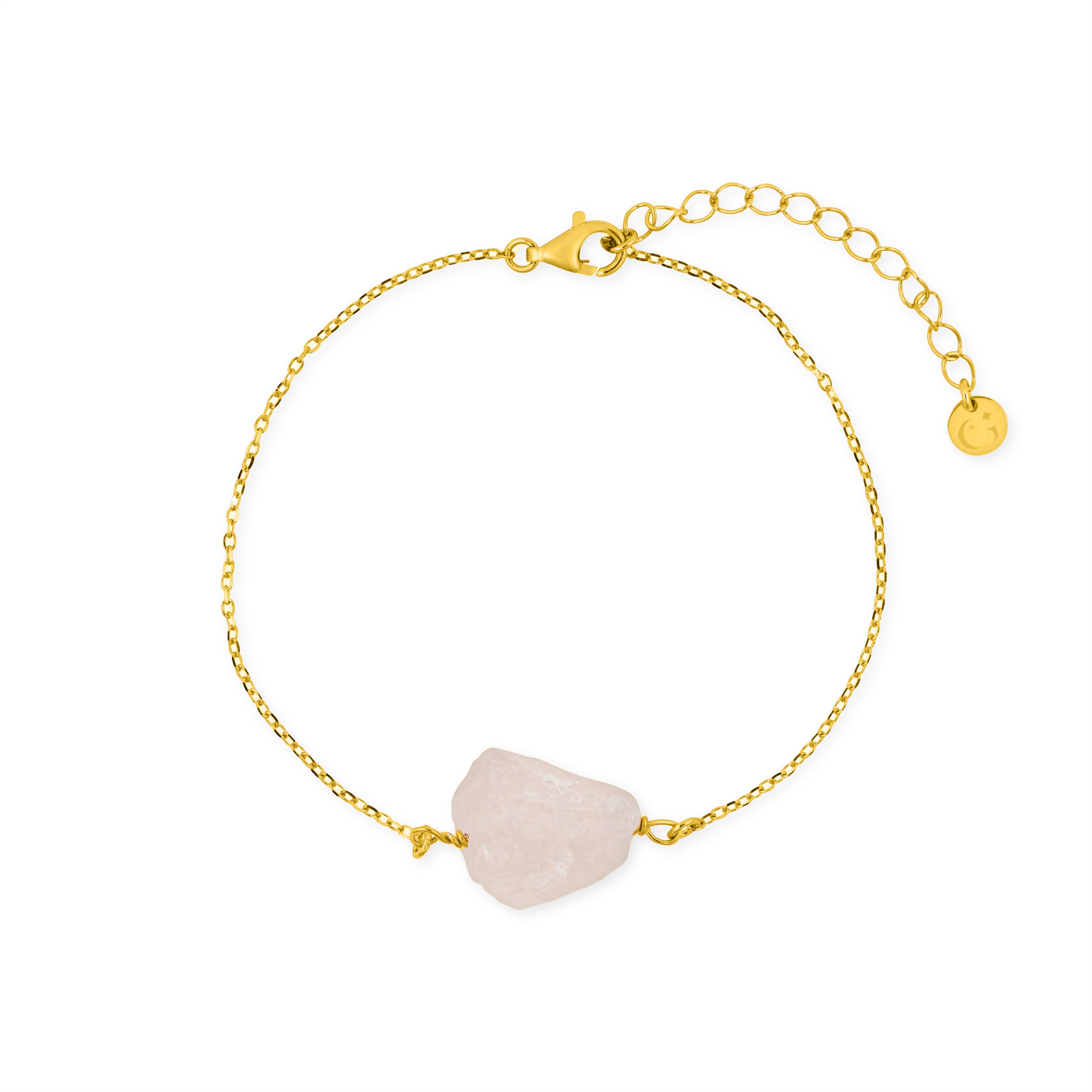 Women’s Pink / Purple / Silver Rose Quartz Pebble Bracelet In Gold Gold Trip