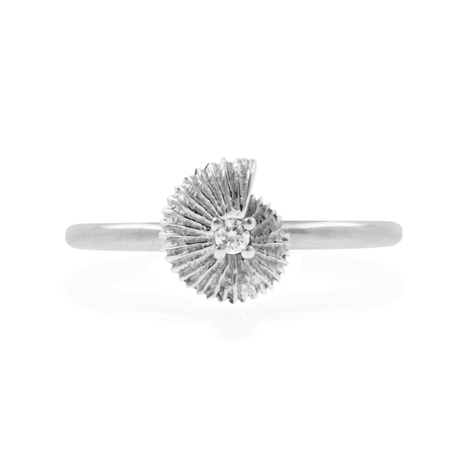 Women’s Ammonite Diamond Ring - Sterling Silver Lee Renee