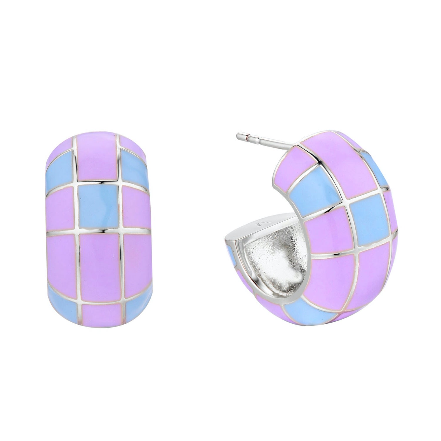 Women’s Annie Apple Groove Chunky Lilac Blue Enamel Hoop Earrings Bermuda Watch Company