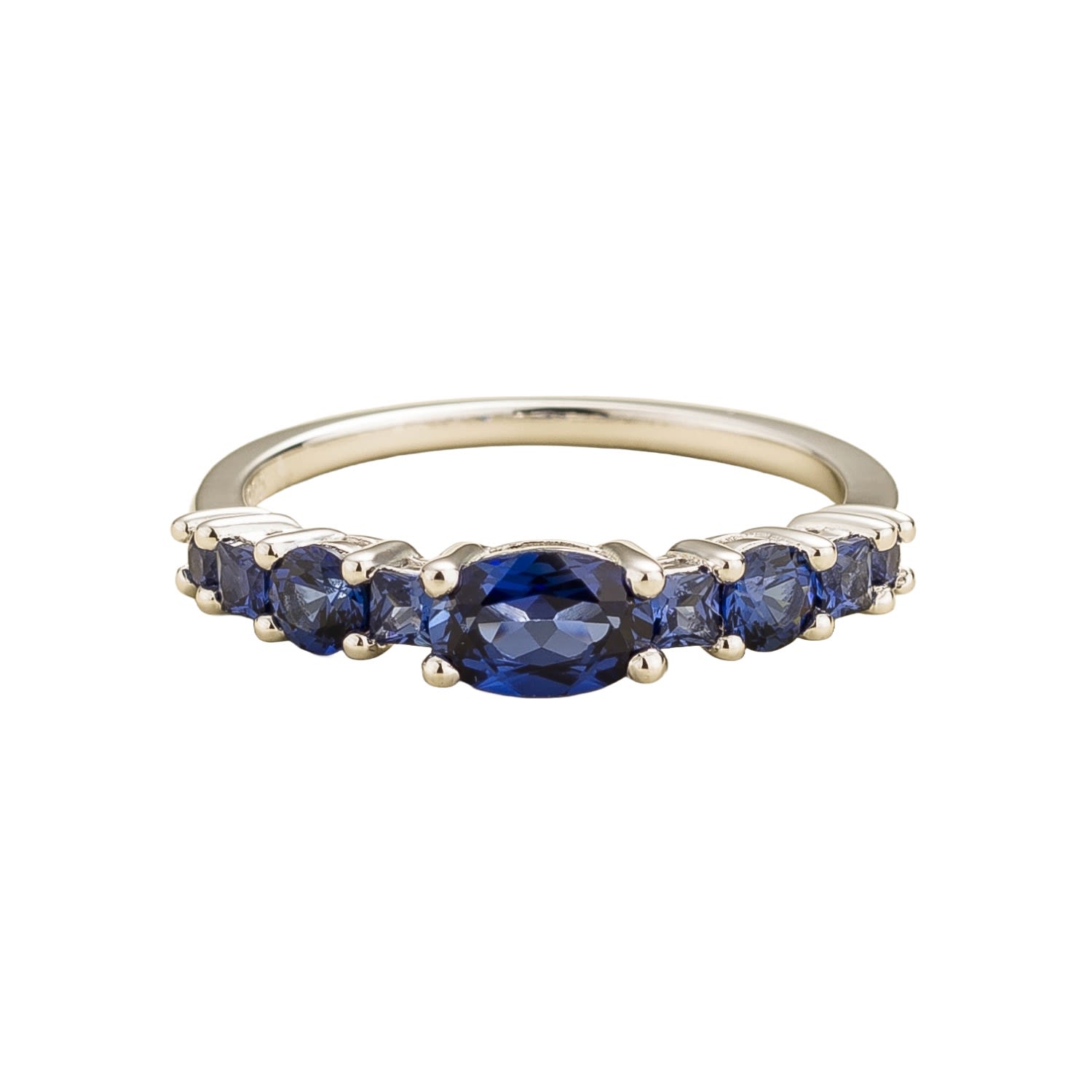Women’s White / Silver / Blue Petra Ring In Blue Sapphire Set In White Gold Juvetti