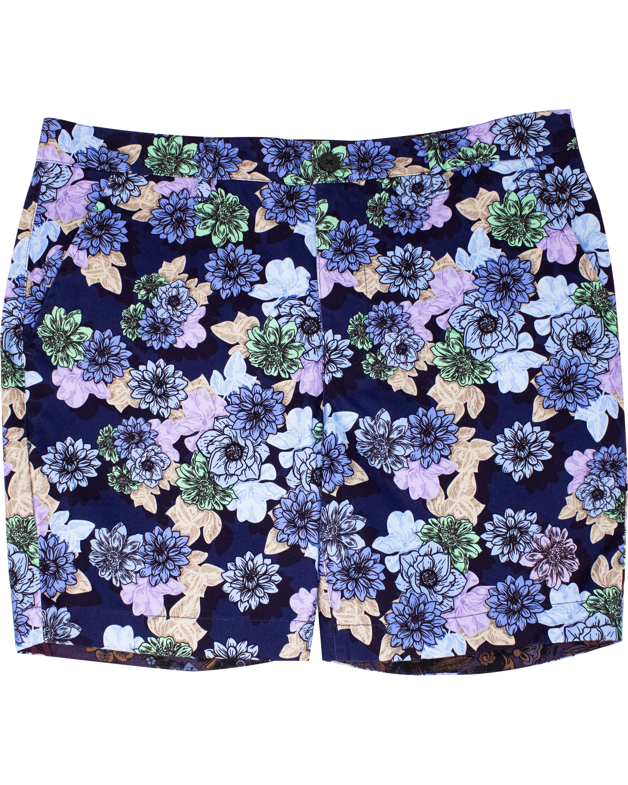 Men’s Blue John Snap Floral Flat Front Short - Navy 35" Lords of Harlech