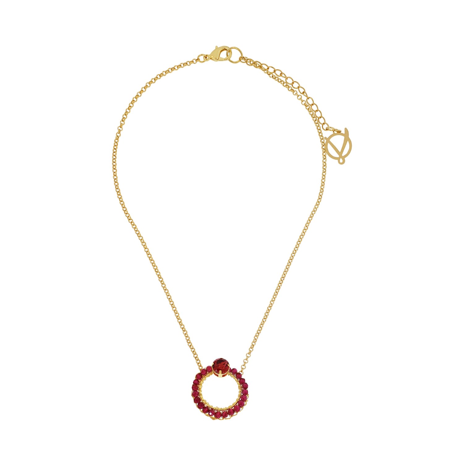 Women’s Gold / Red Ruby Red & Gold Lena Handmade Crochet Necklace Lavish by Tricia Milaneze
