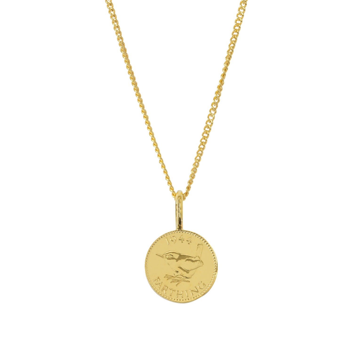 Men’s English Farthing Coin & Chain In Yellow Gold Plate Katie Mullally