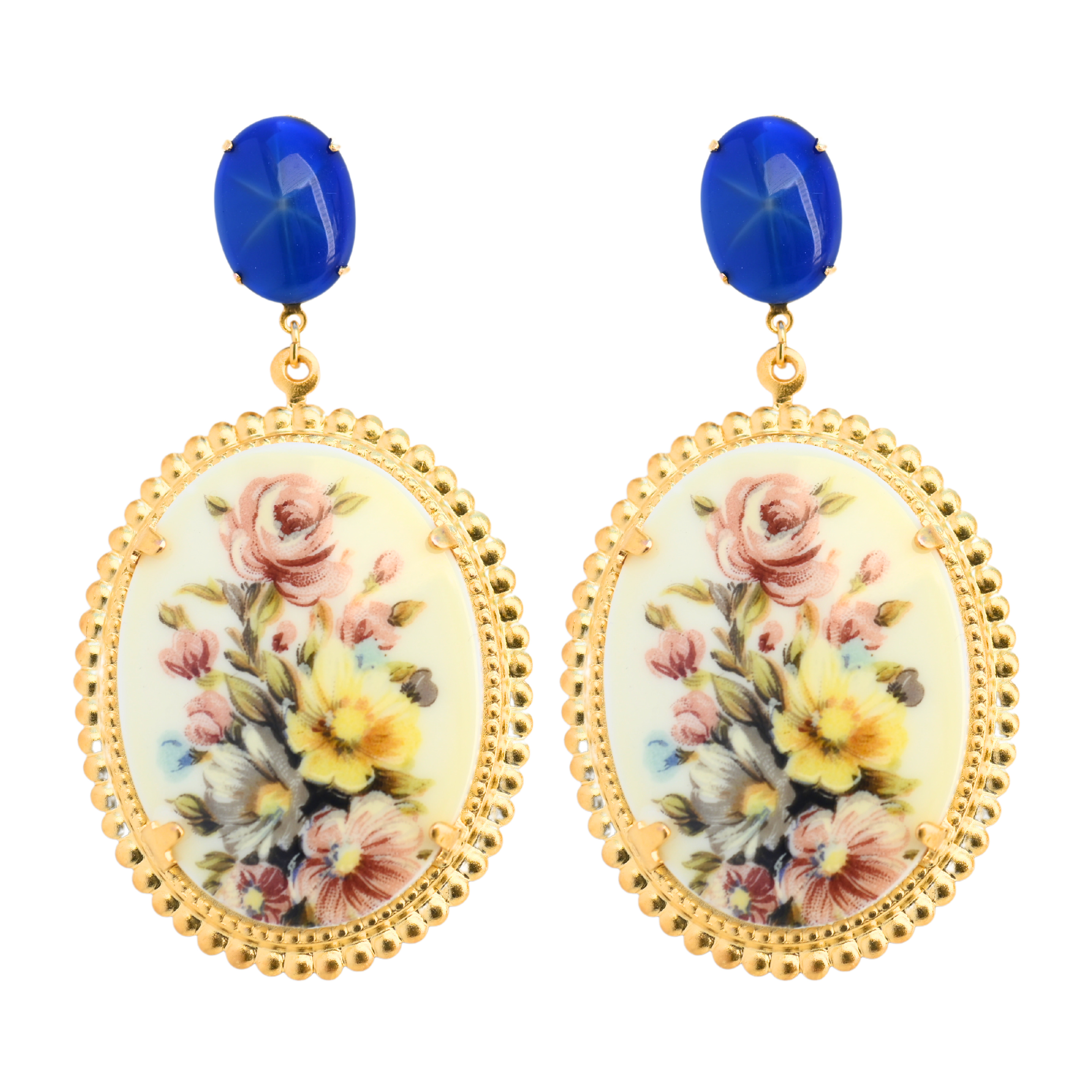 Women’s Blue Large Navy Star Vintage Cameo Earrings The Pink Reef