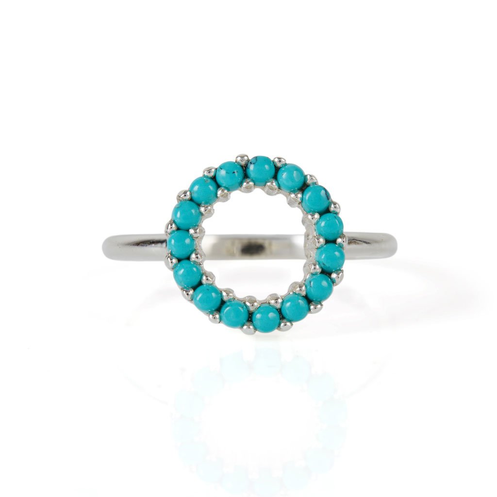 Women’s Halo Radiance Silver Ring - Turquoise Charlotte’s Web Jewellery